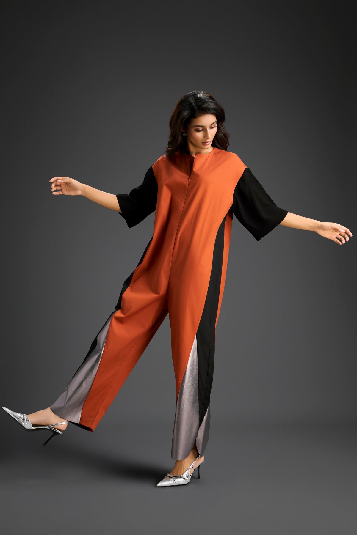 Colorblock Jumpsuit in Rust