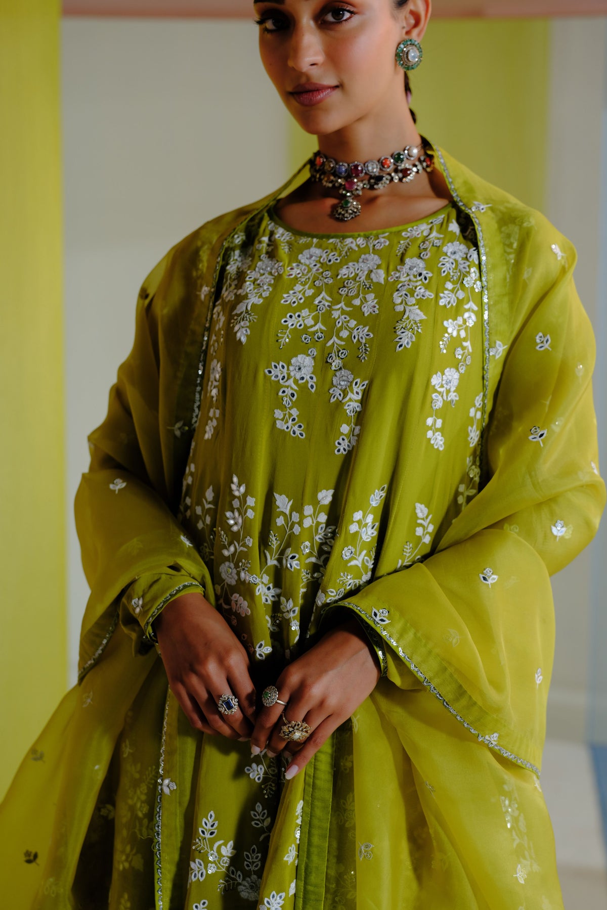 Green Rooh Short Anarkali Set