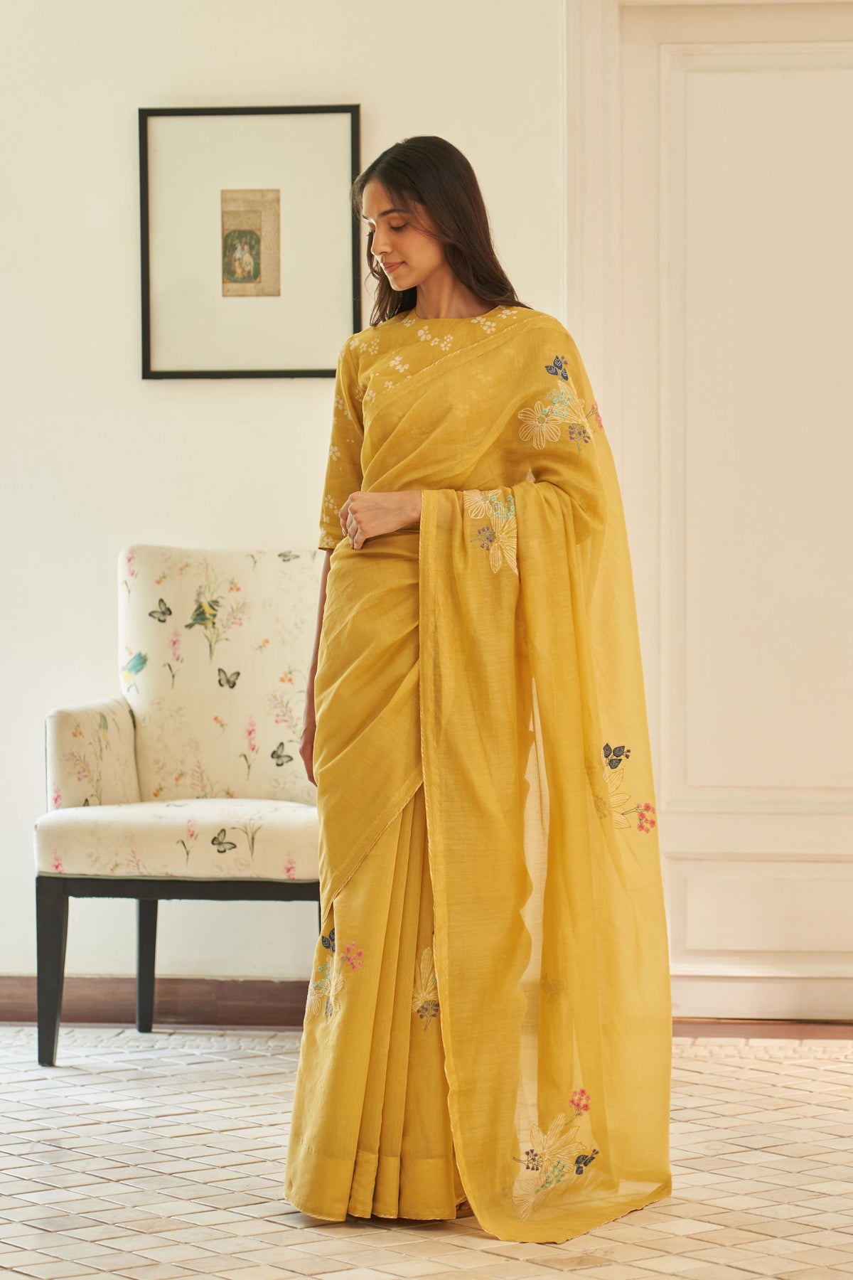 Rue Floral Threadwork Saree