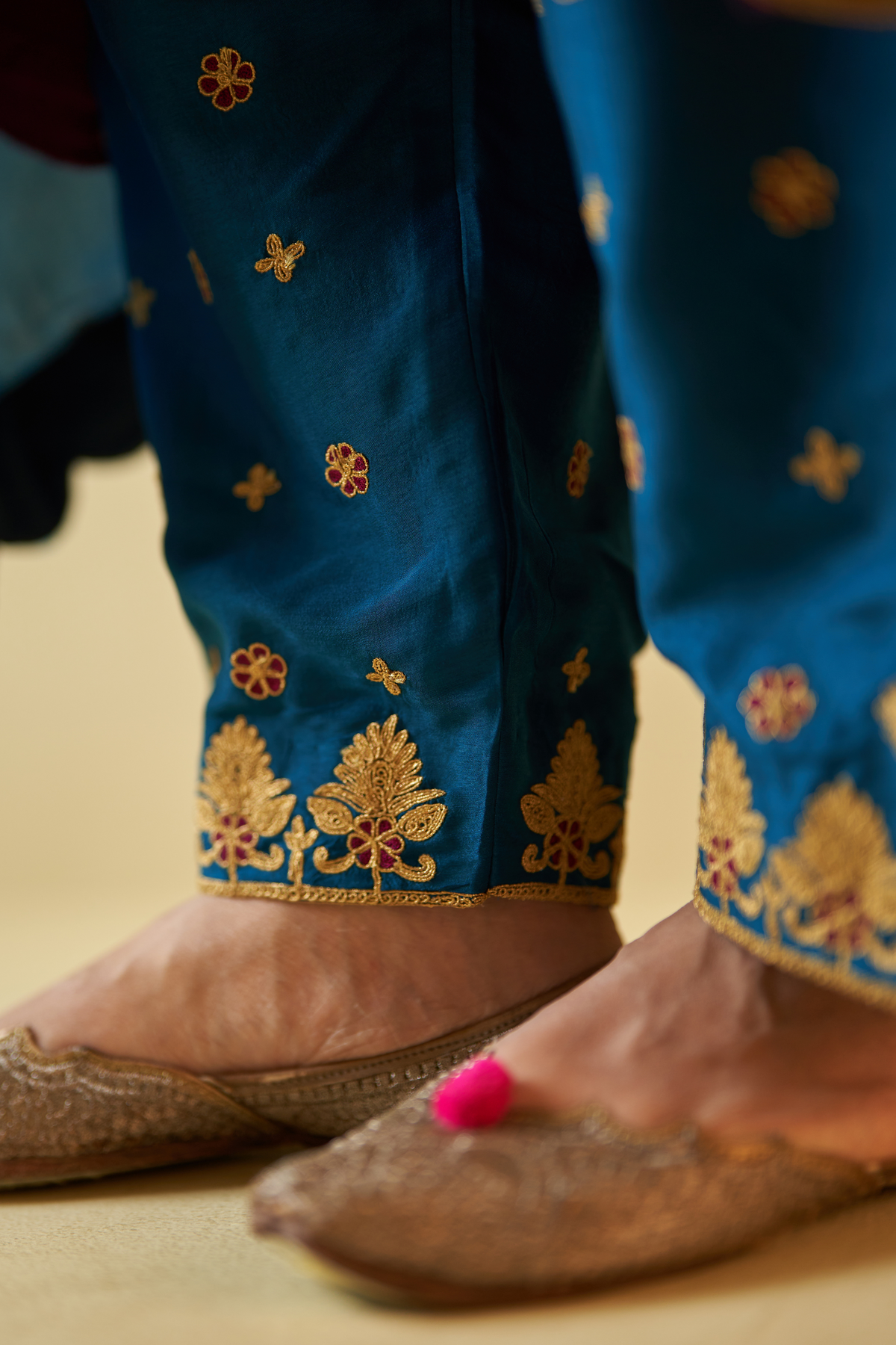 Wine Chanderi Silk Choga Set