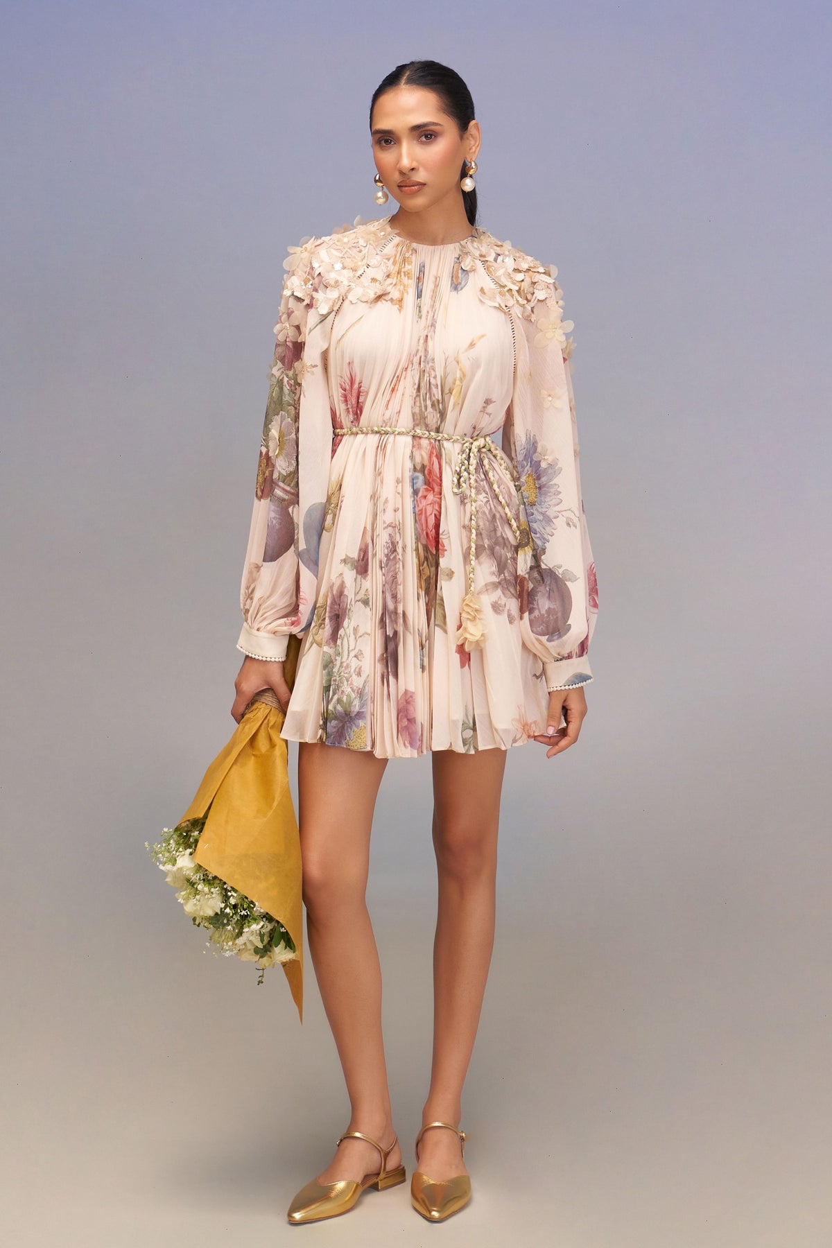 Bertha Pleated Mini Dress