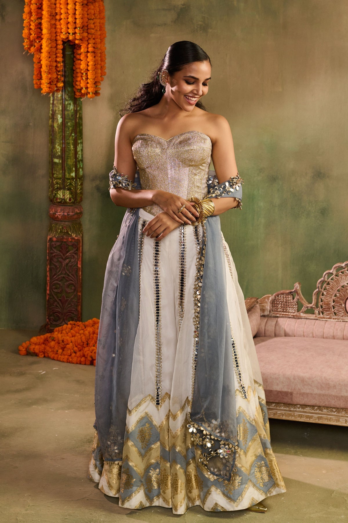 Chamkeeli Ivory Sharara Set