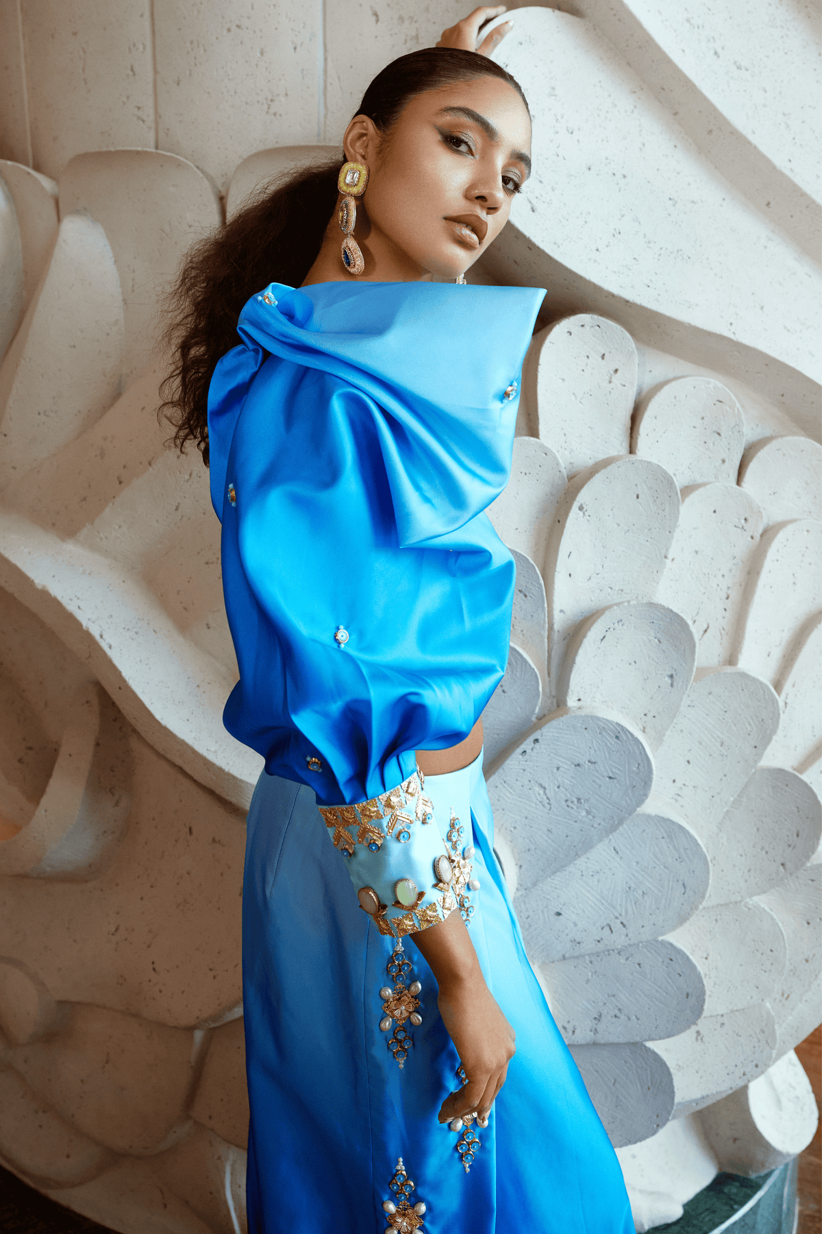 Blue Ombre Pants With Bustier and Solo Sleeve