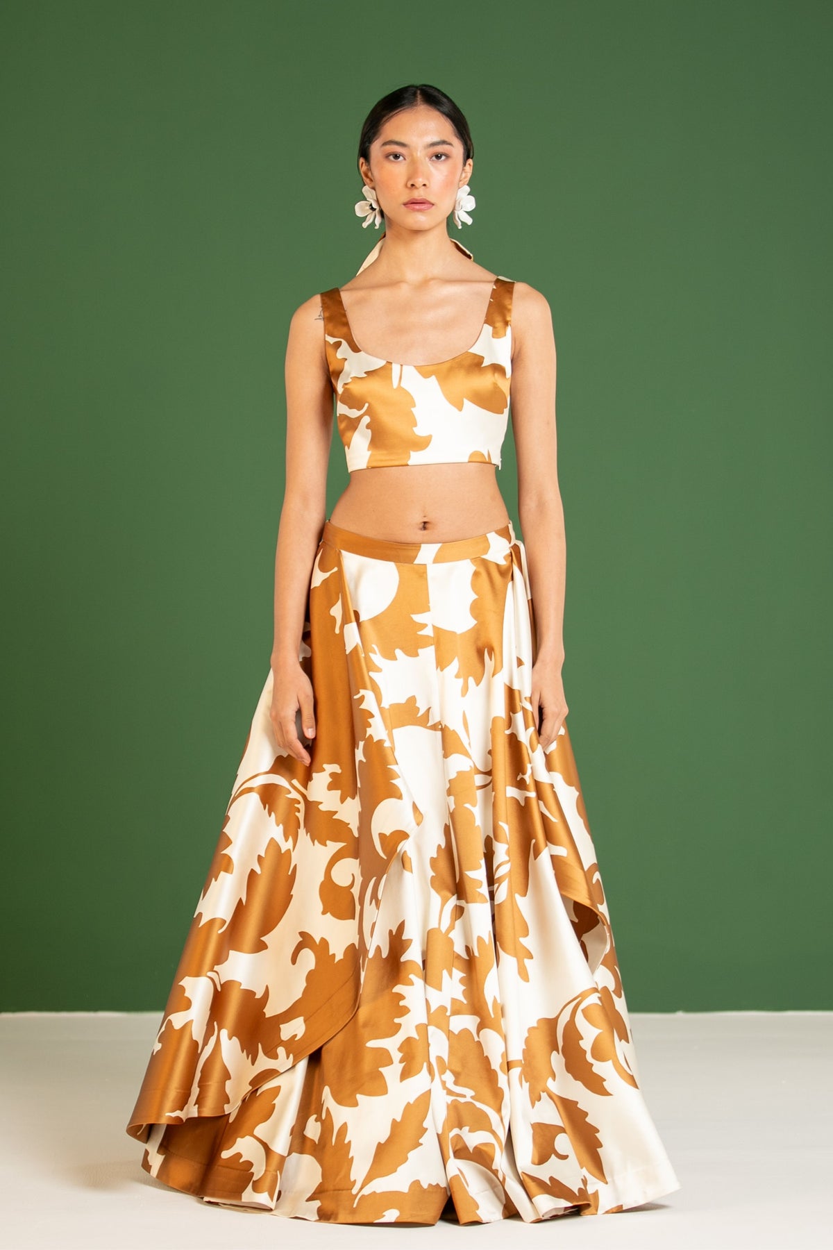 Copper Draped Lehenga Set