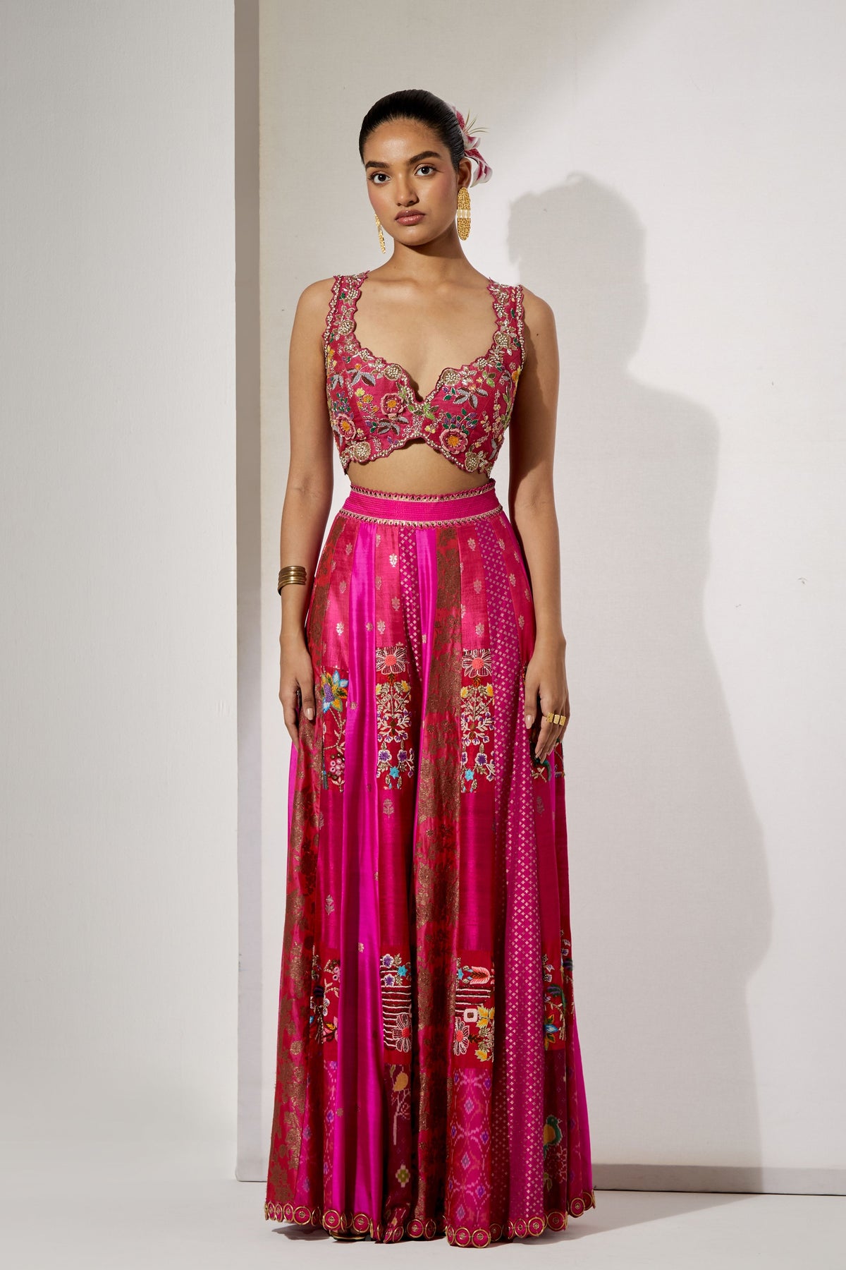 Fuchsia Embroidered Sharara Set