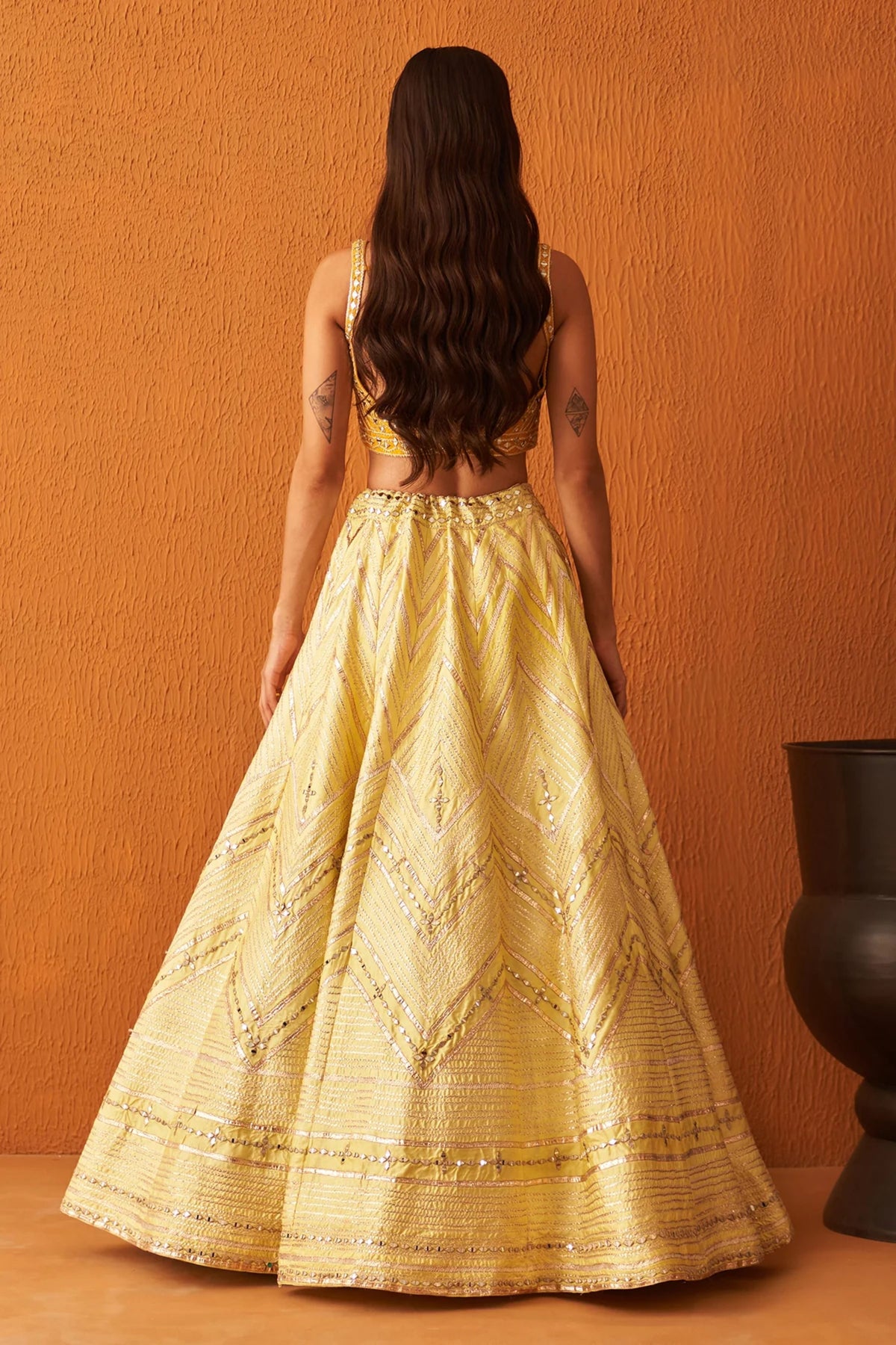 Yellow Raw Silk Lehenga Set