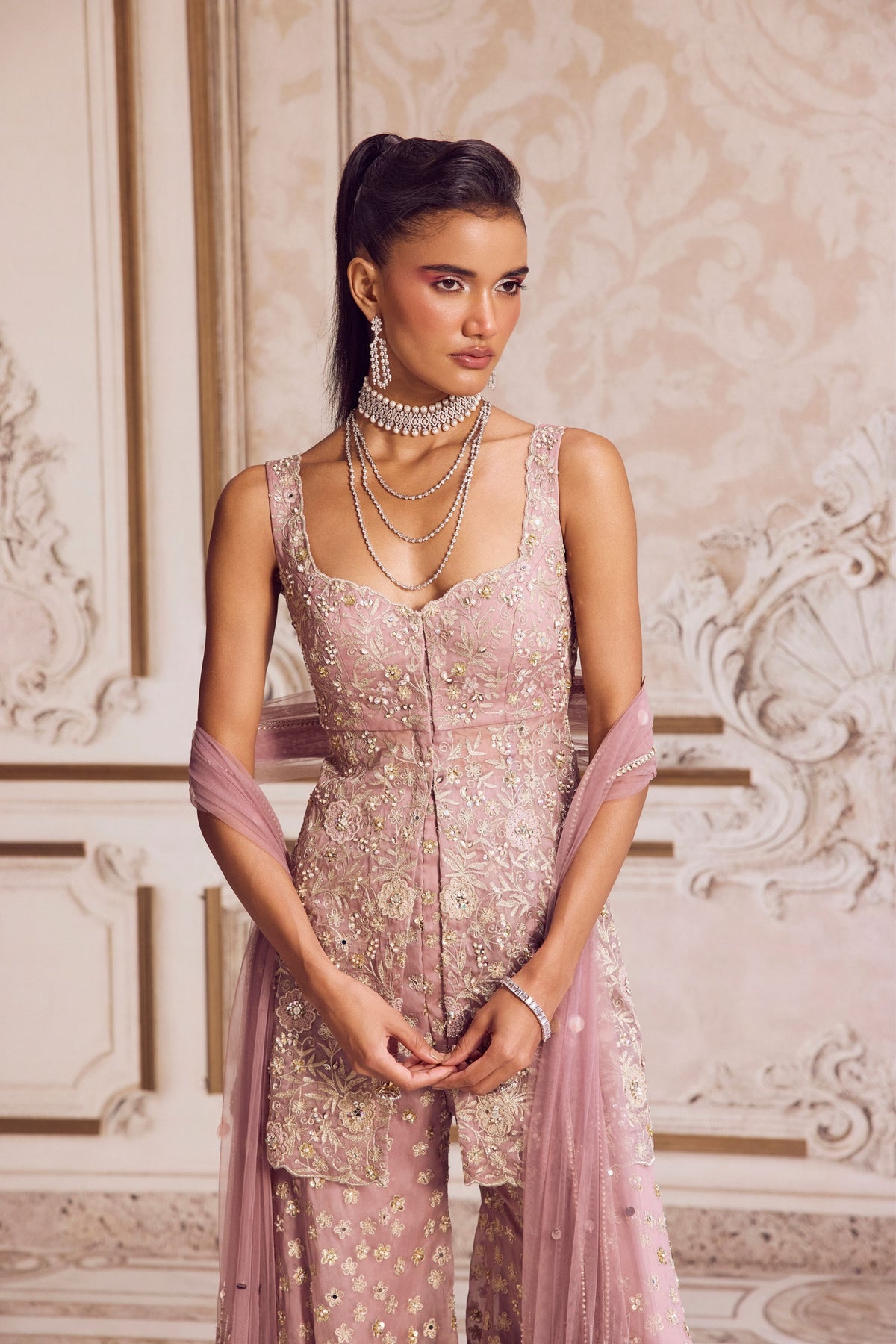 Champagne Rose Peplum Set