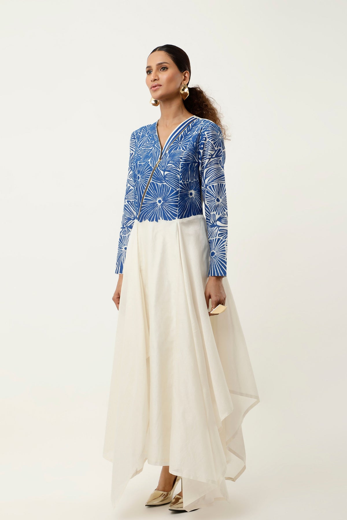 Cobalt Zippered Asymmetrical Co-ord Set