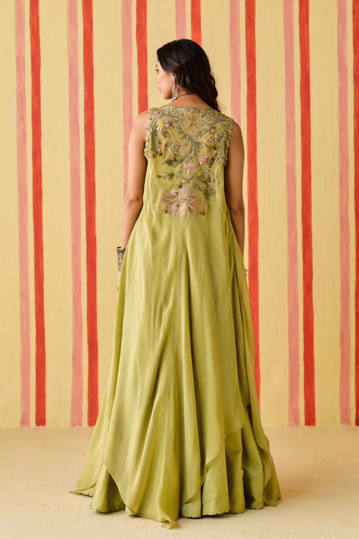 Kyra Green Cape Set