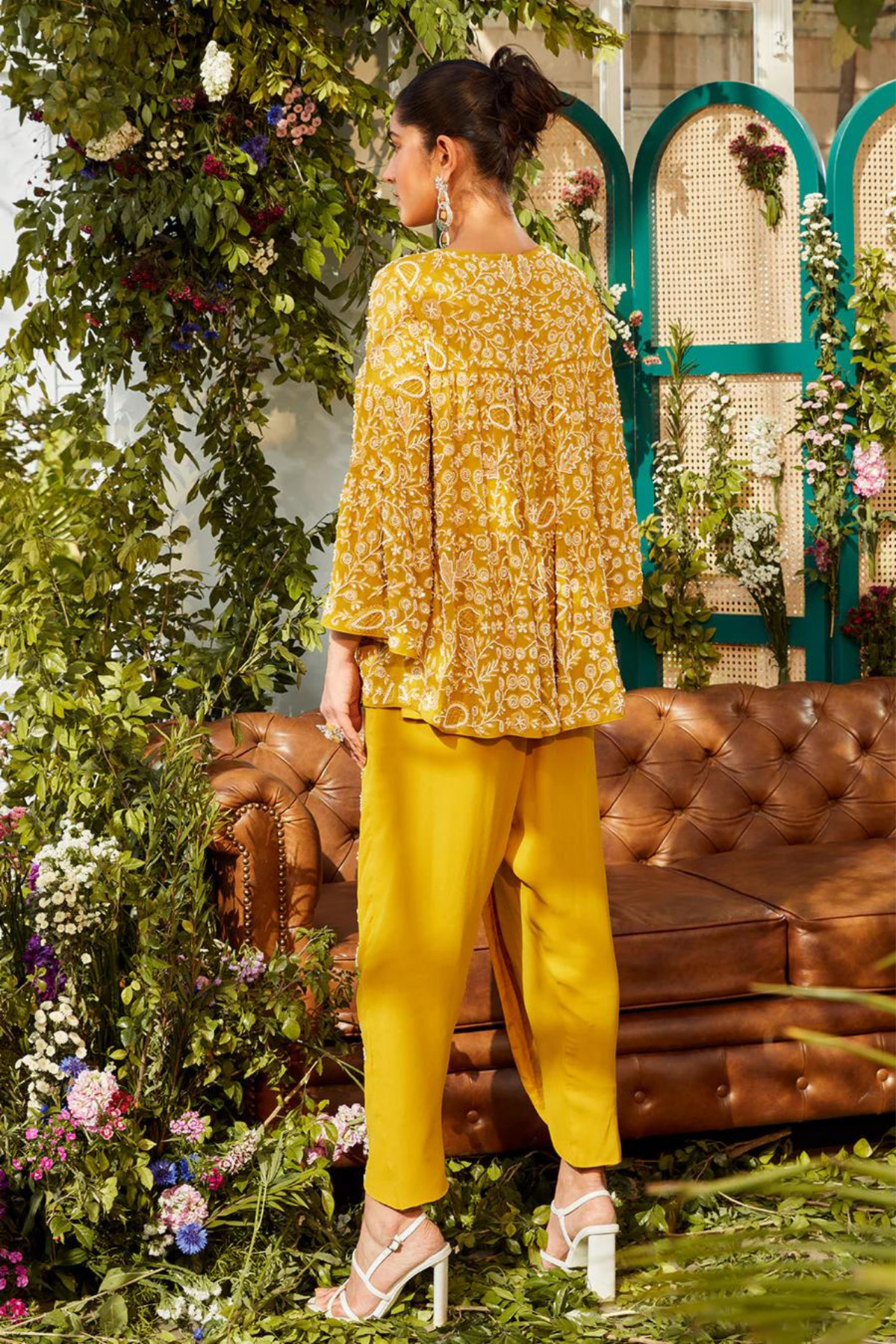 Mustard dhoti set