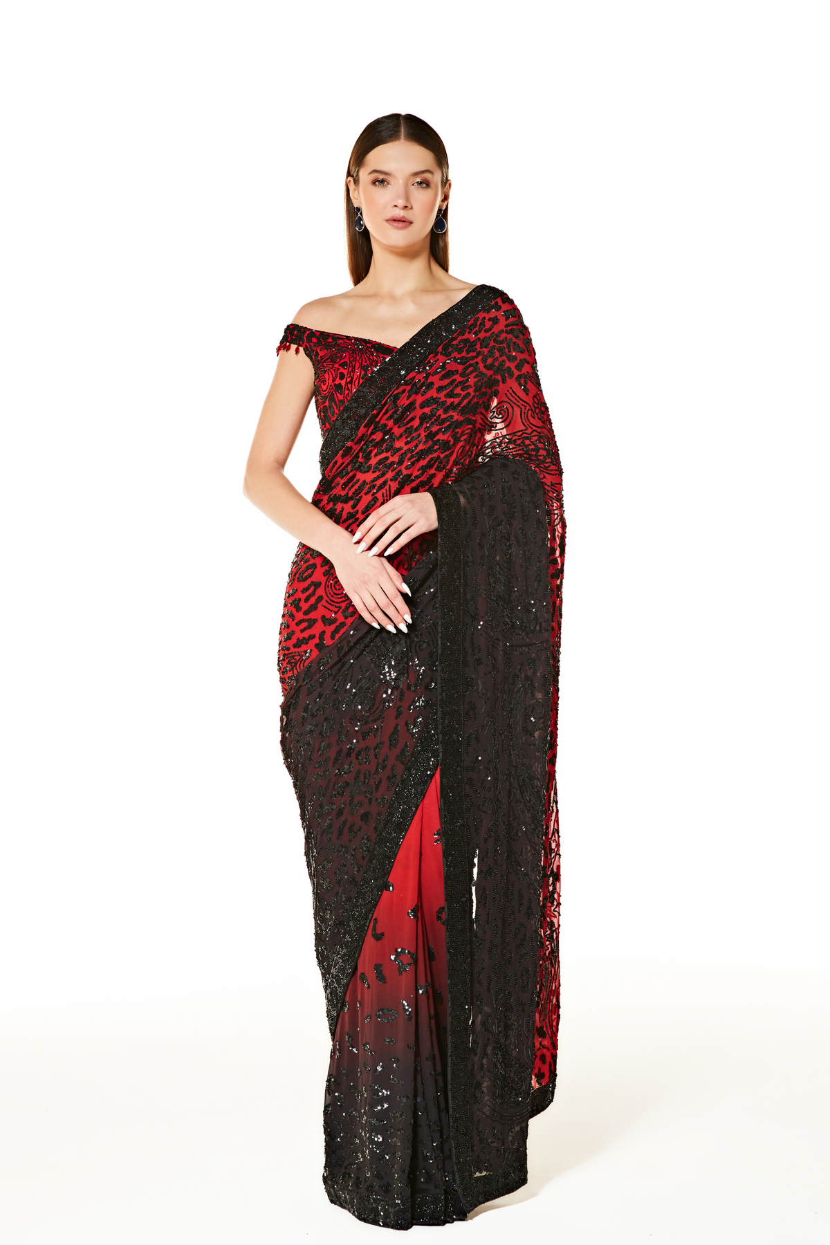 Black Zaynab Shaded Saree Set