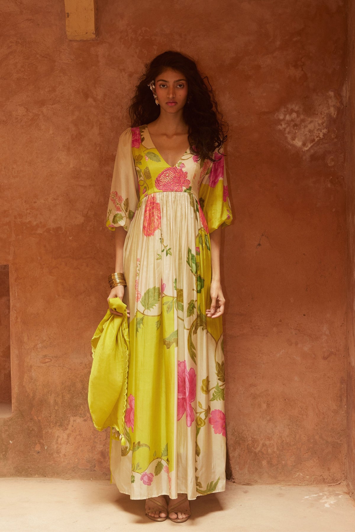 Fully Printed Lime Yellow Dress