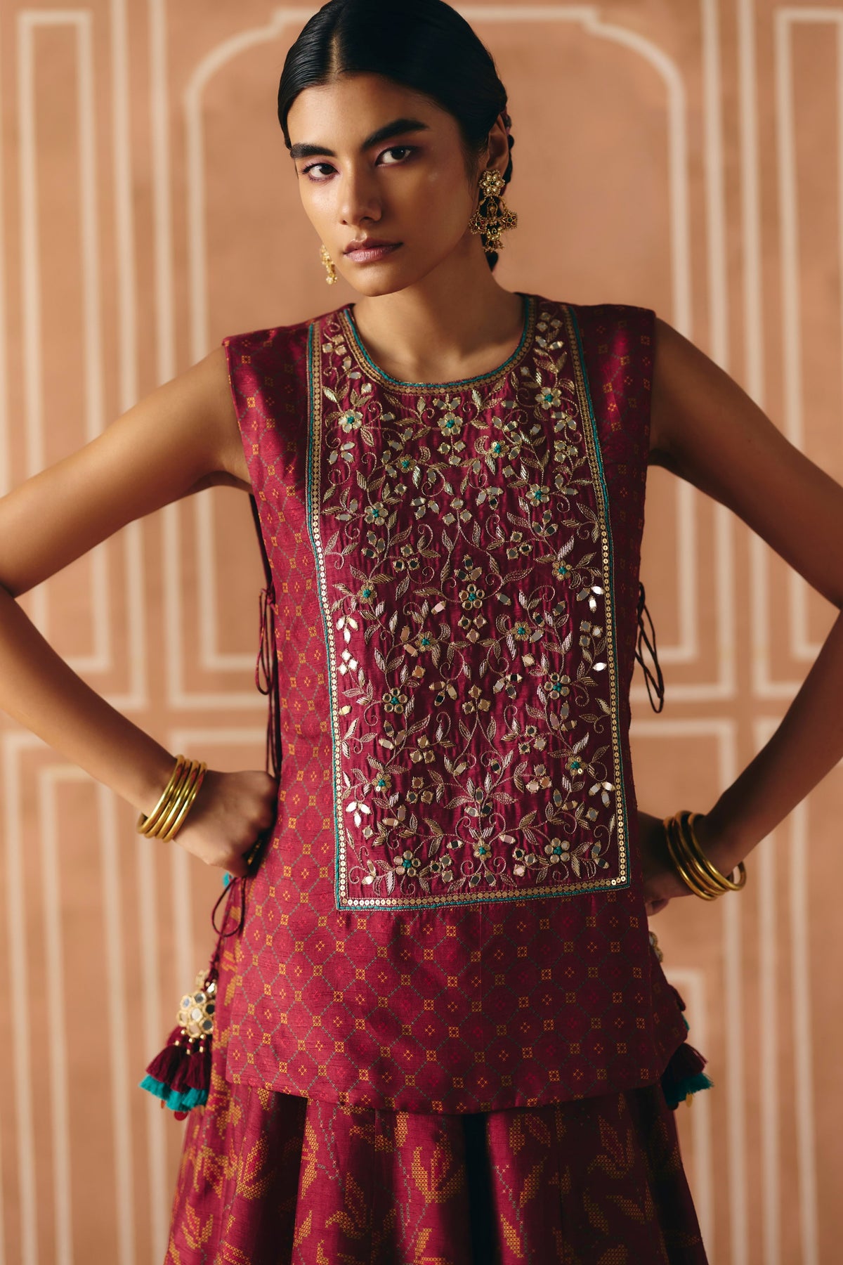 Berry Plum Cropped Lehenga