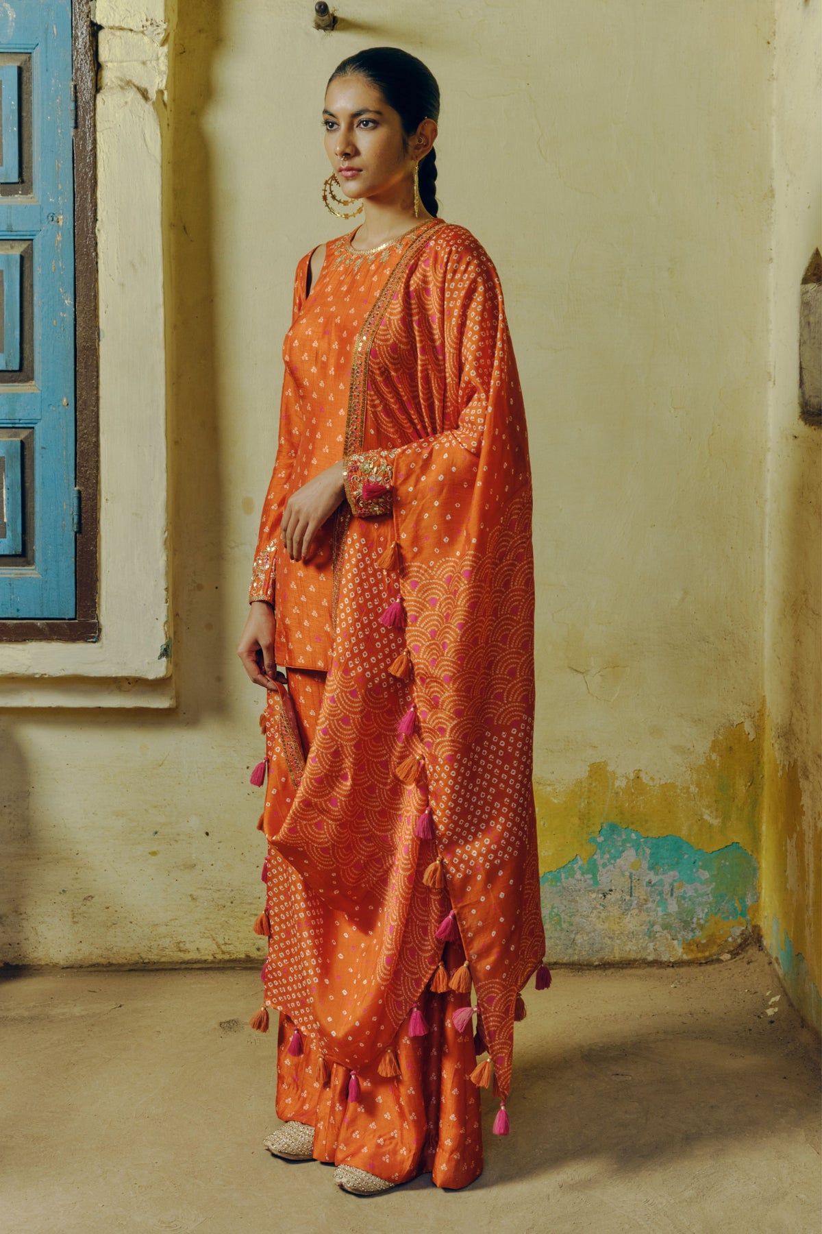 Rust Print Kurta Set
