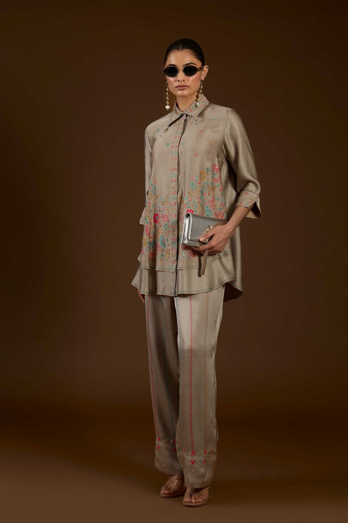 Grey Aari Co-ord Set