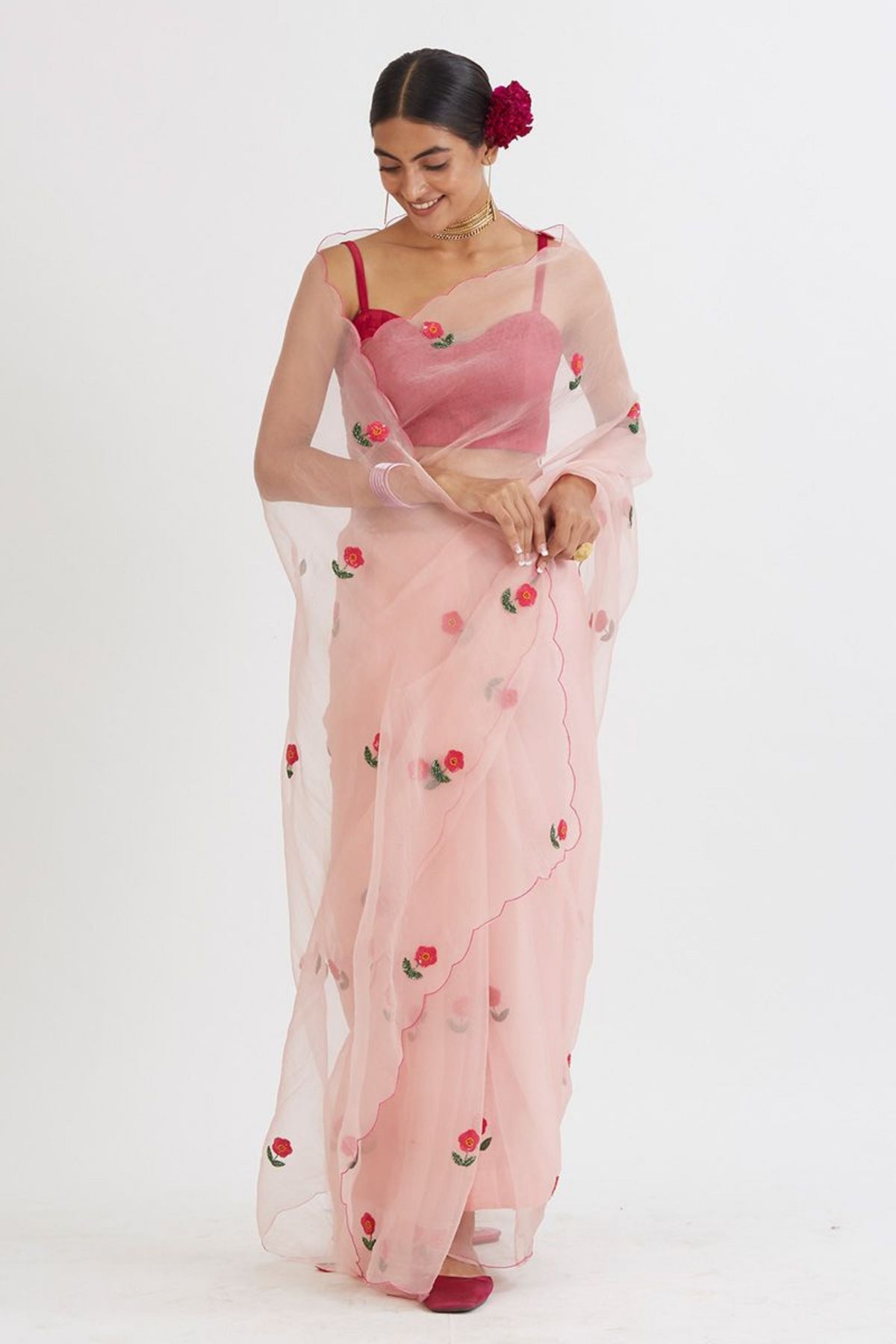 Gul Mehandi Pink Saree Set