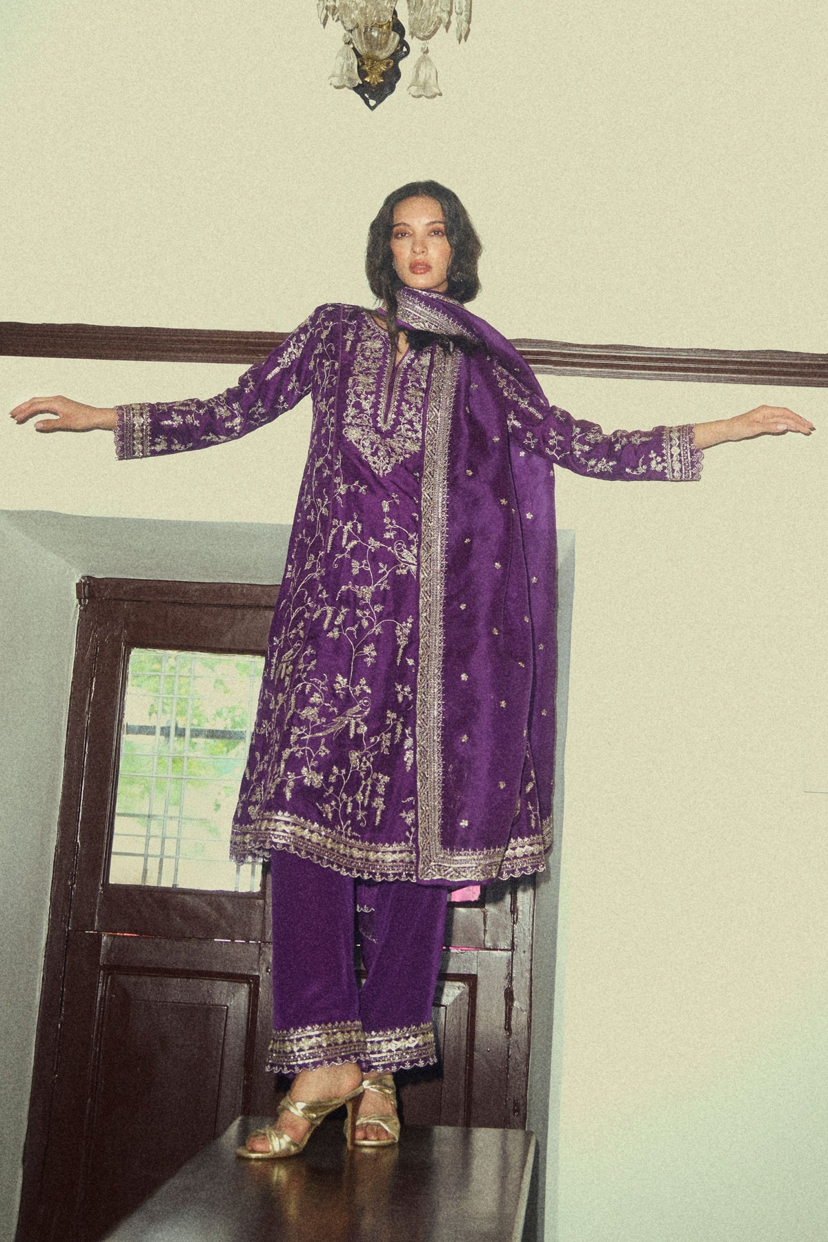 Aari Parrot A Line Kurta Set