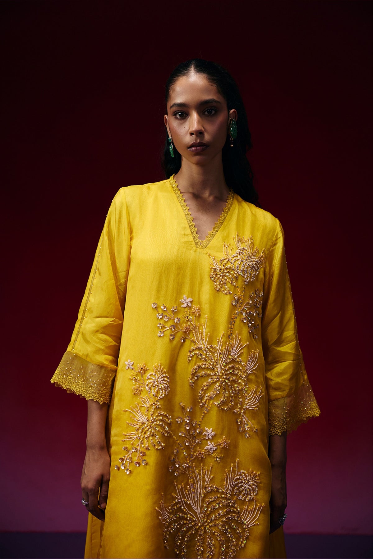 Amber Floral Embroidered Kurta Set