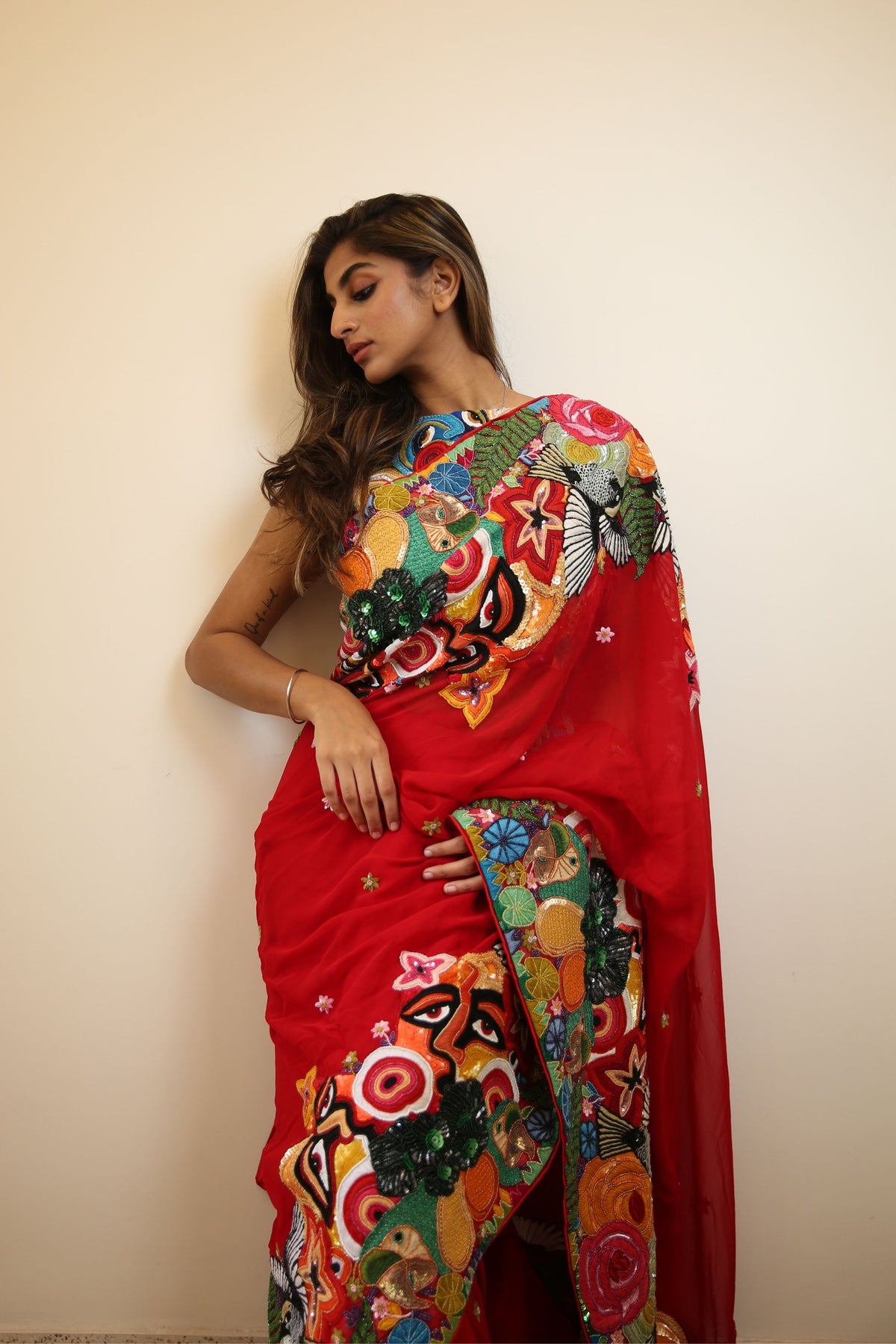 Forest Print Border Saree