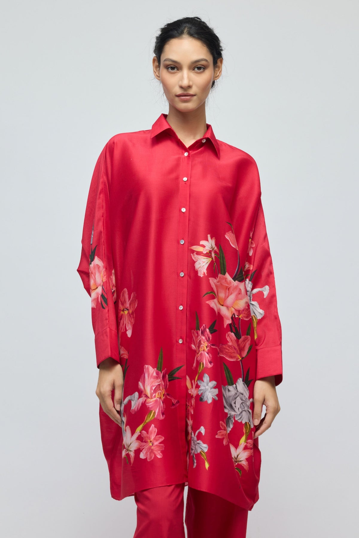 Floral Printed Chanderi Tunic