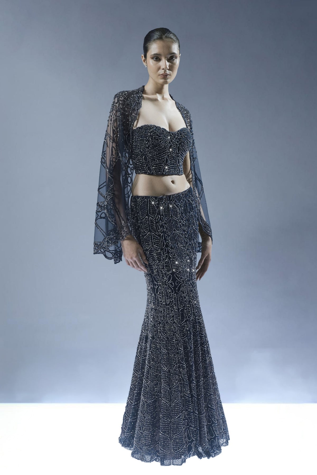 Sapphire Veil Lehenga Set