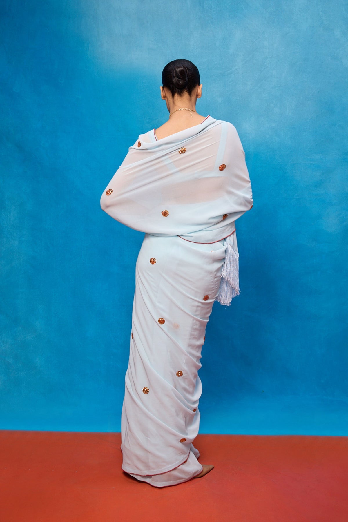 Handwoven Ice Blue Georgette Saree