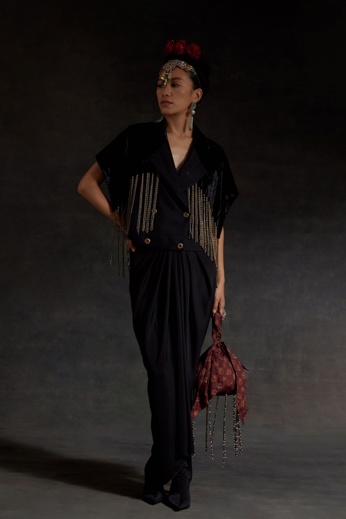 Surmai Zoa Cropped Trench Set