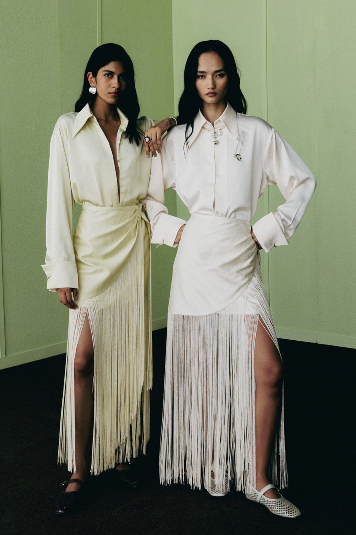 Cream Fringe Skirt