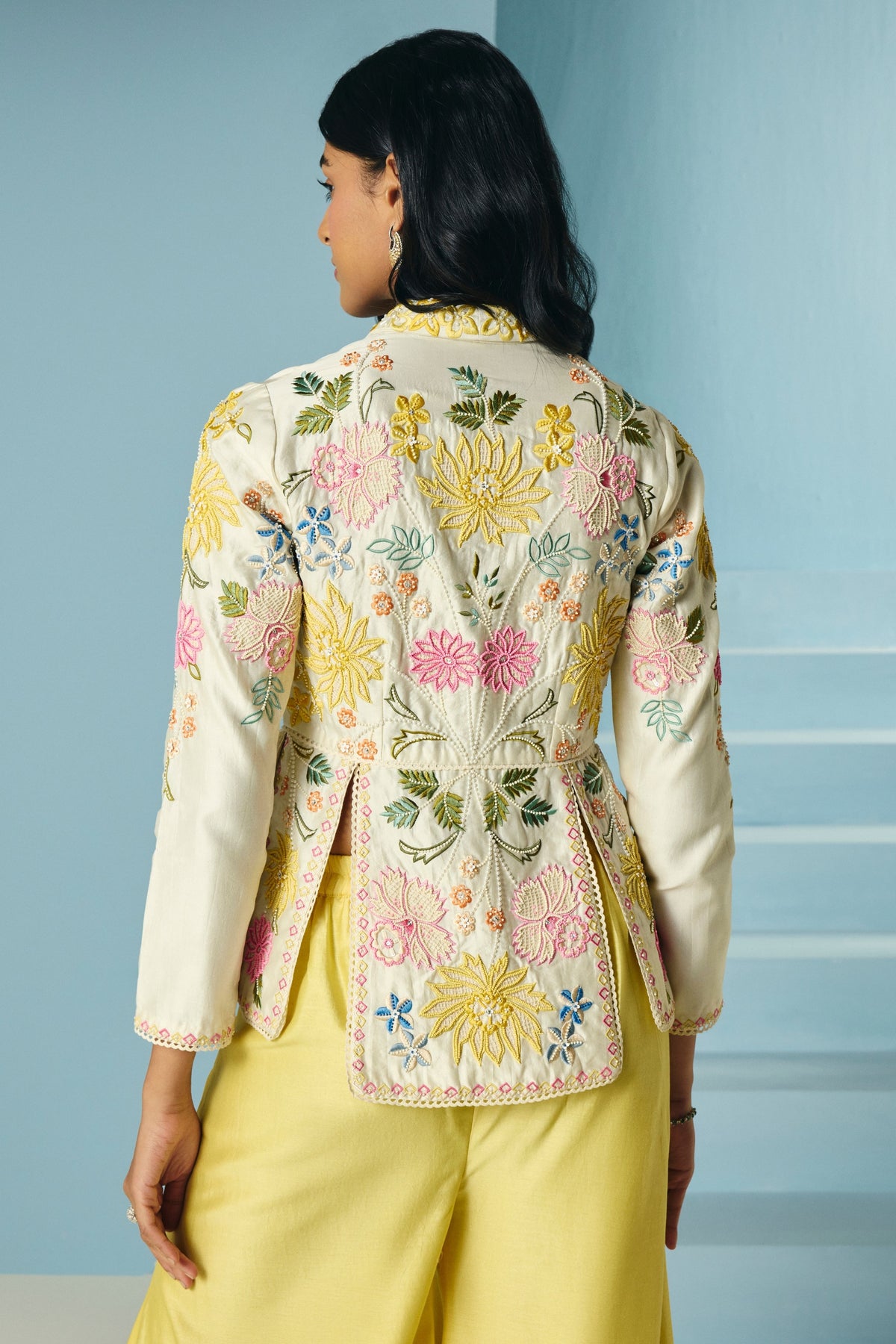Butter Yellow Embroidered Sharara