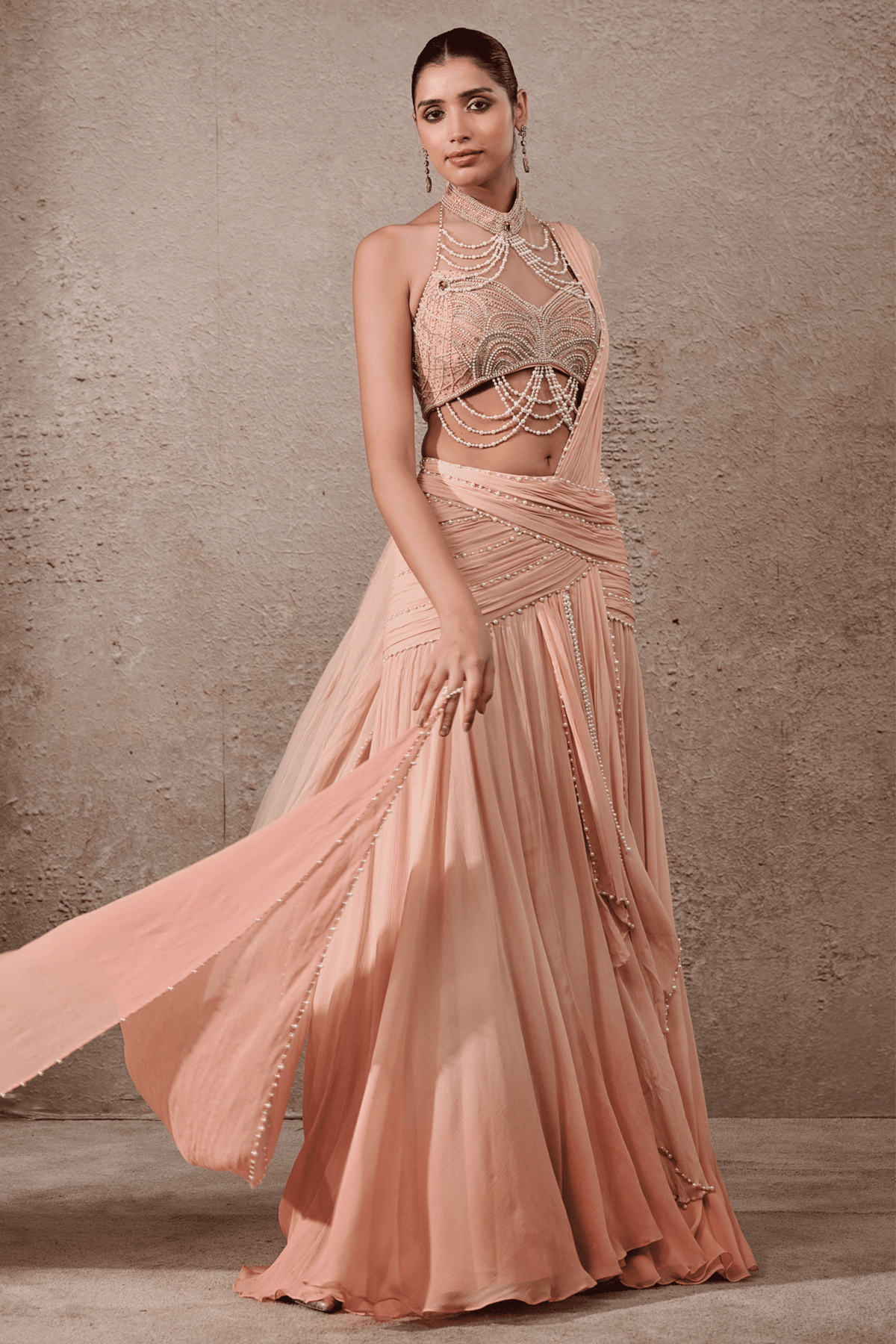 Blush Ombre Pearl Concept Saree