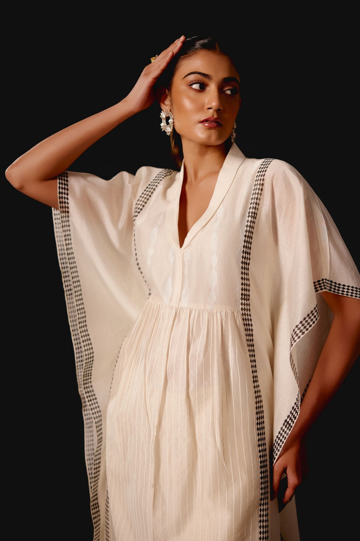 Ivory Silk Chanderi Kaftan Set