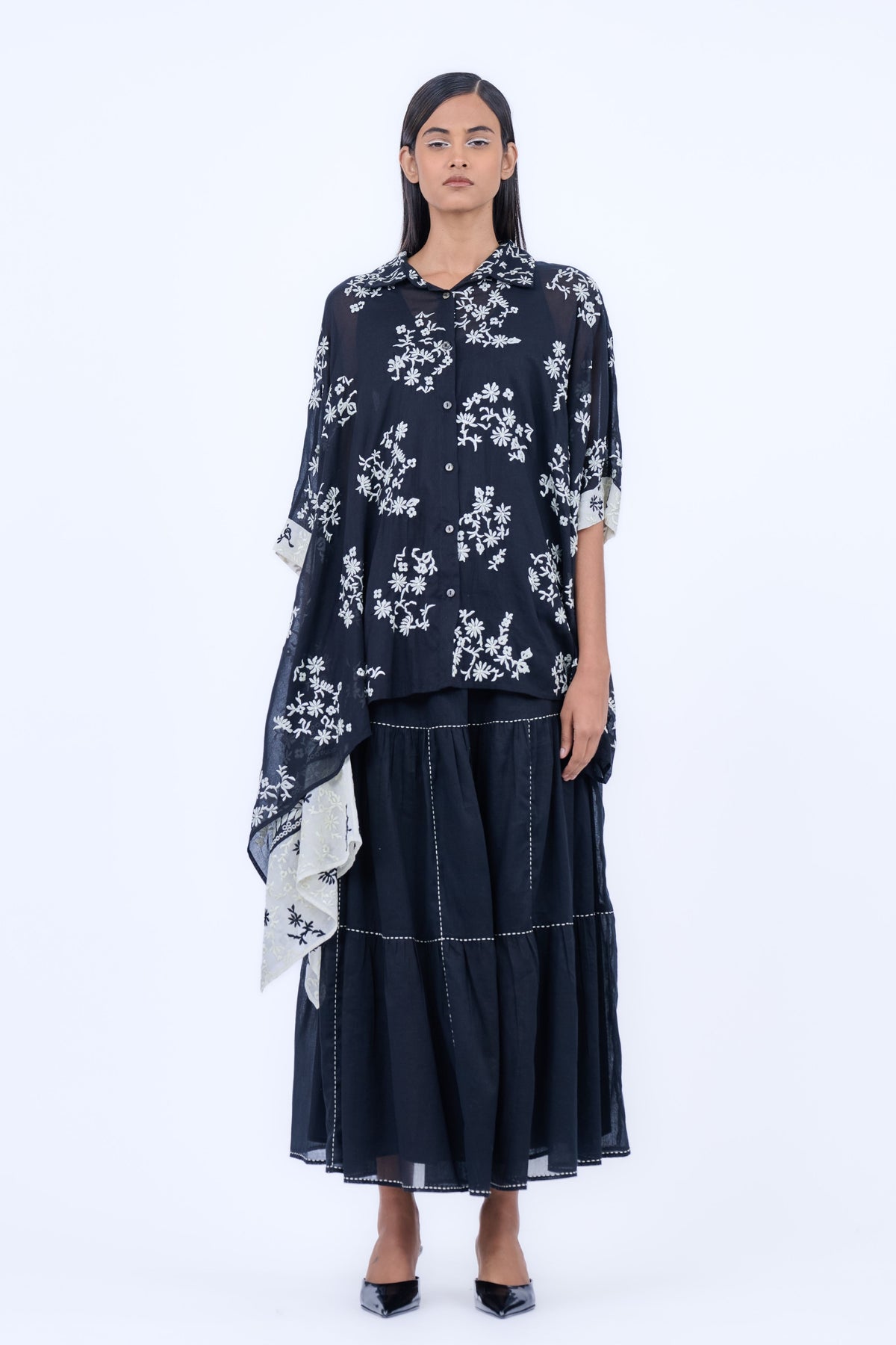 Black Ecru Cotton Shirt