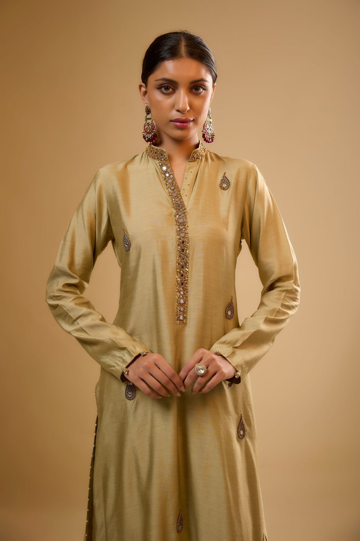 Light Green Applique Kurta Set