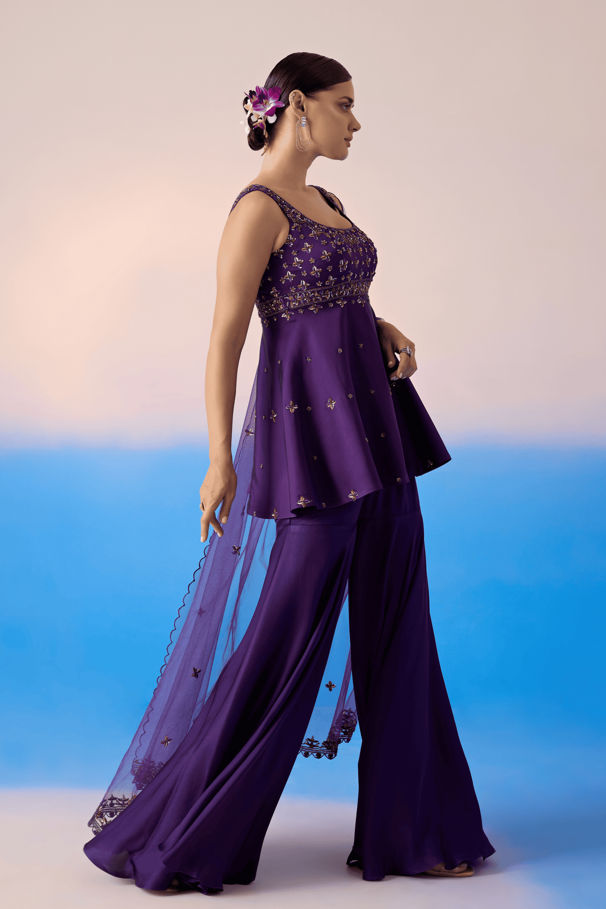 Royal Purple Sharara Set