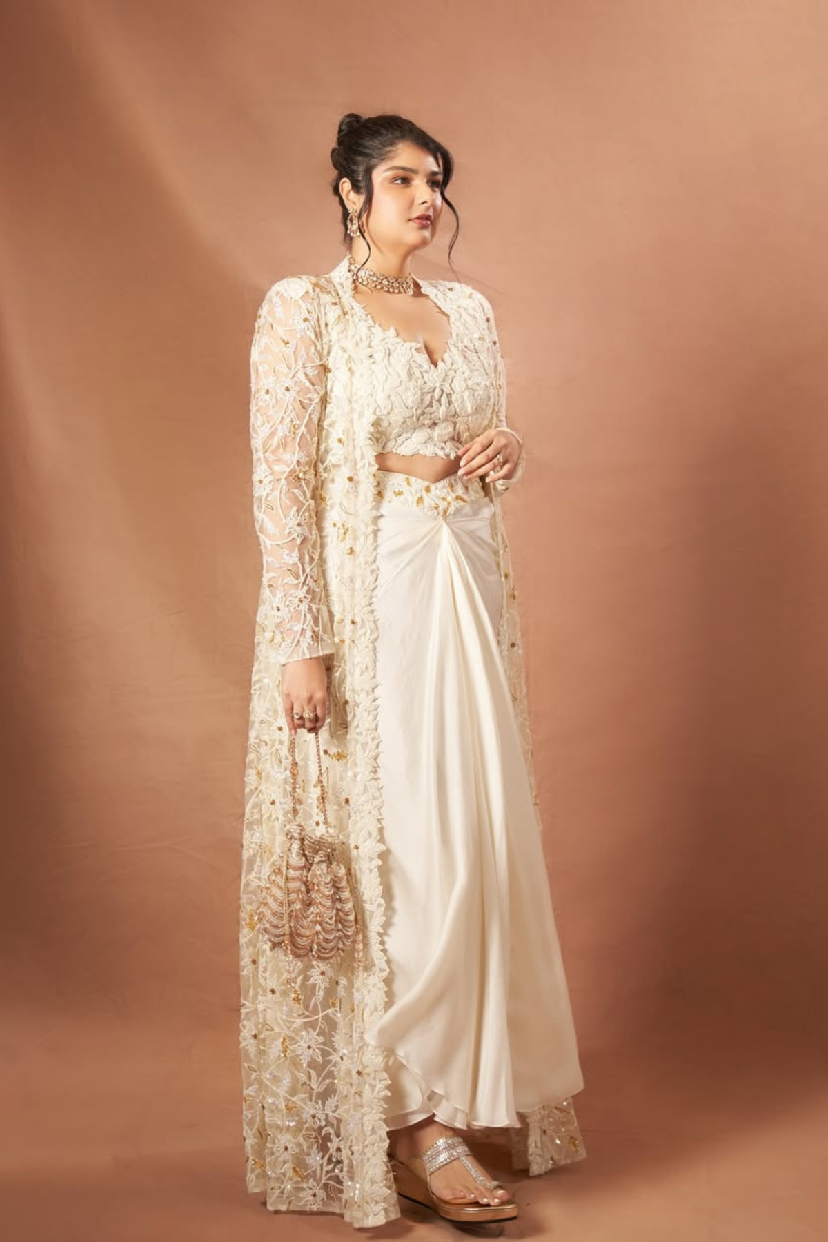 Anshula Kapoor in Moon Indo Western Jacket Set