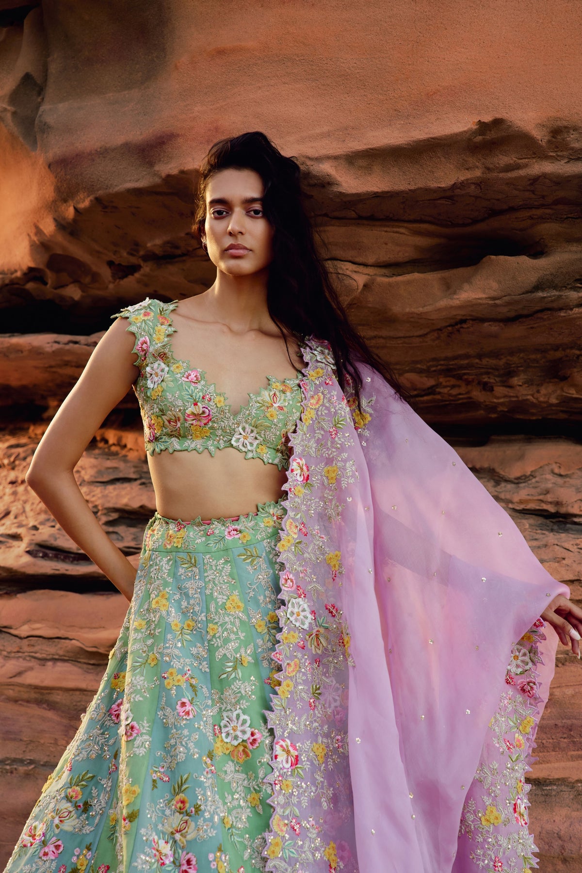 Tri Color Lehenga Set