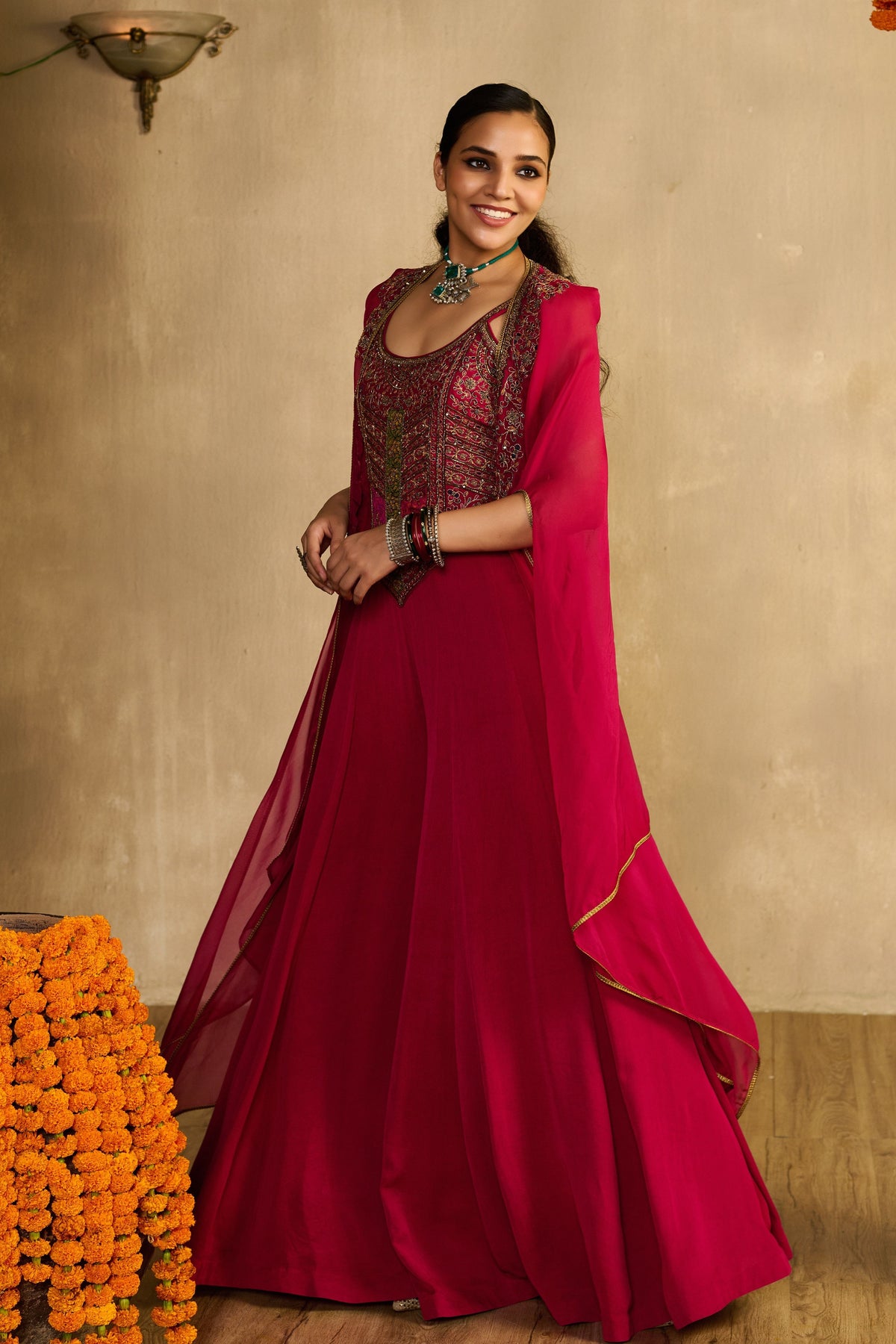 Rani Pink Jumpsuit With Cape