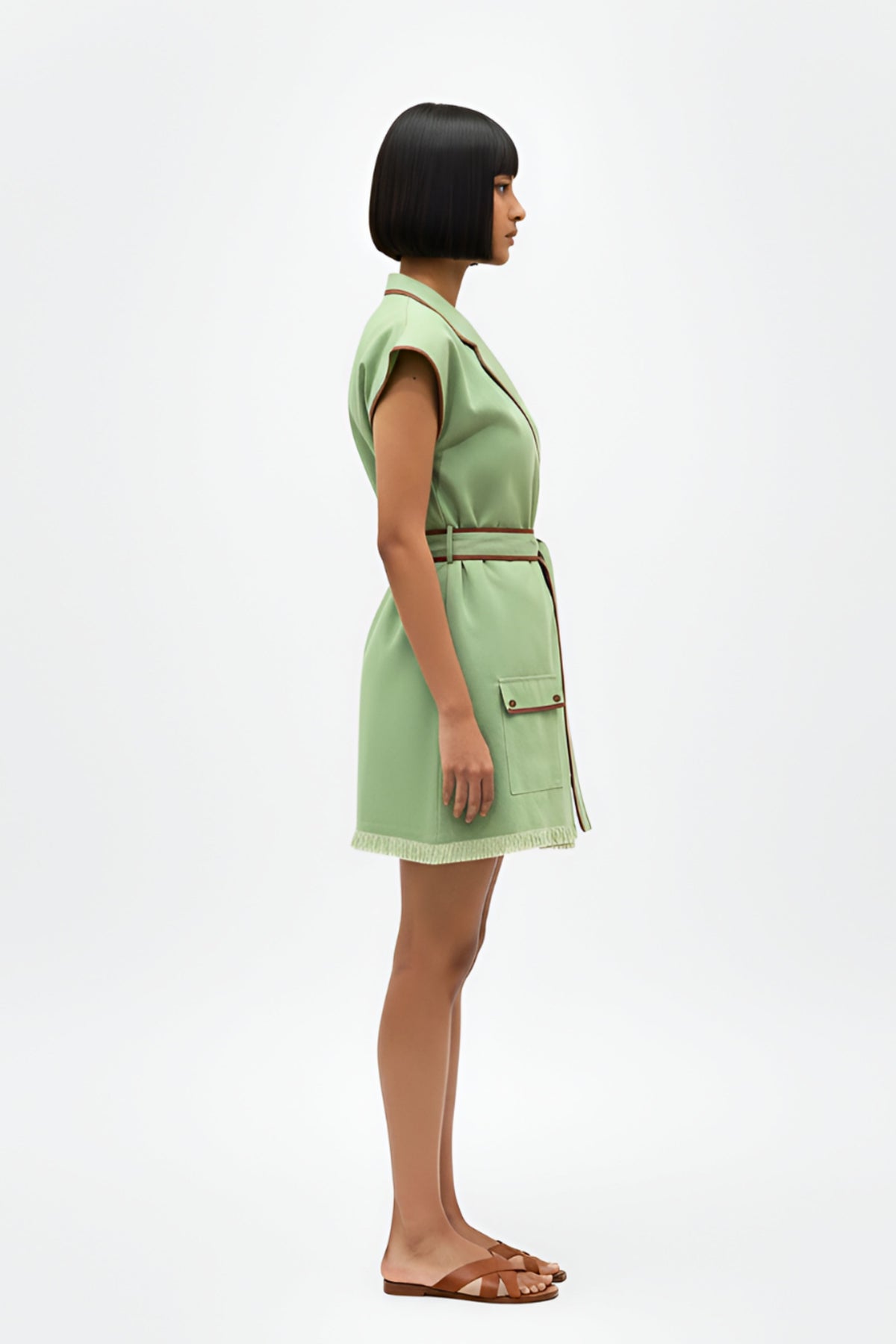 Asparagus Green Short Dress