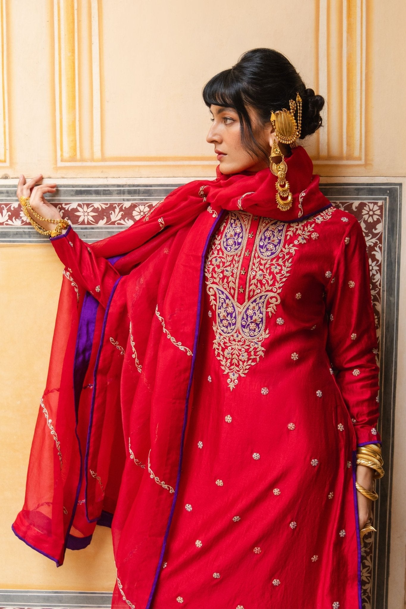 Kairi Hexagon Kurta Set - Pink City - Elahe