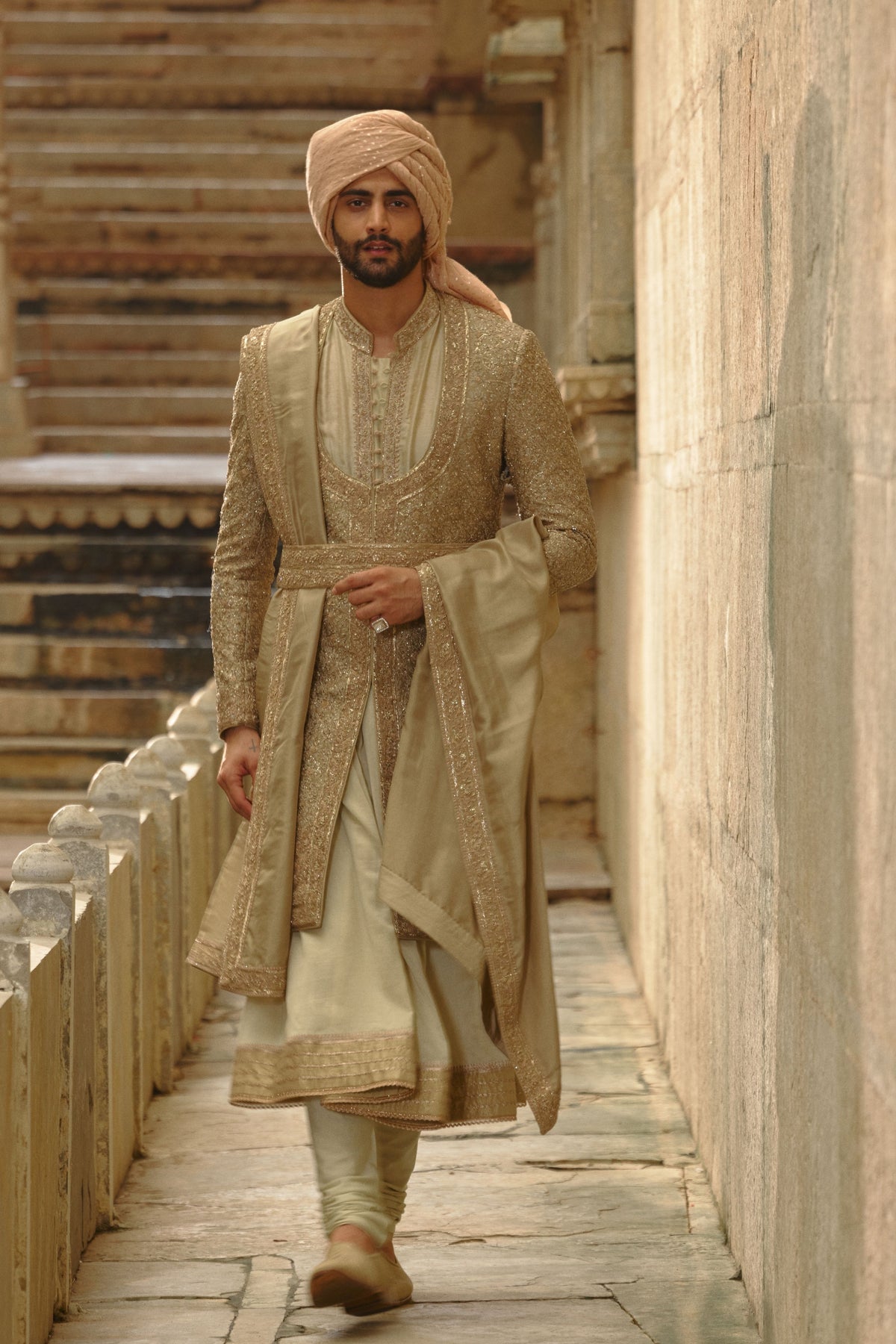 Olive Green Sherwani Set