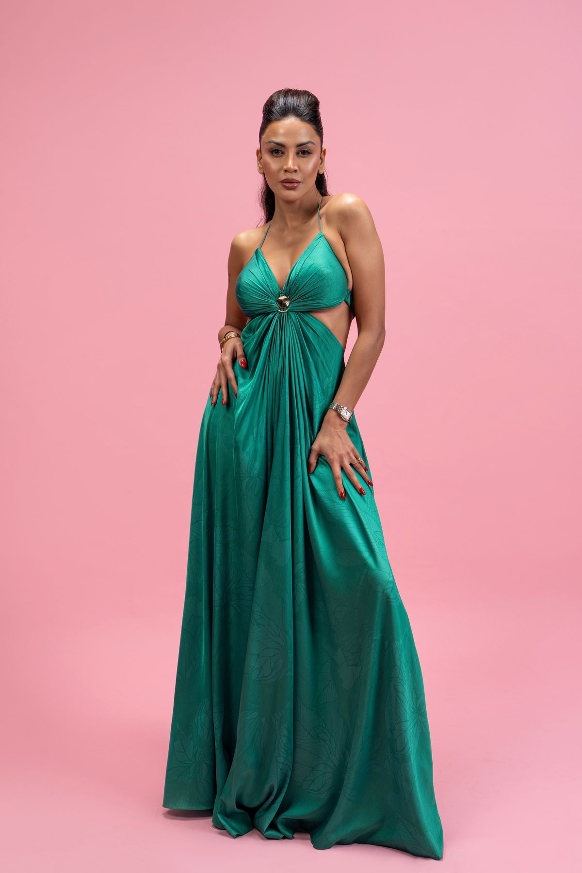 Backless Draped Maxi Dress