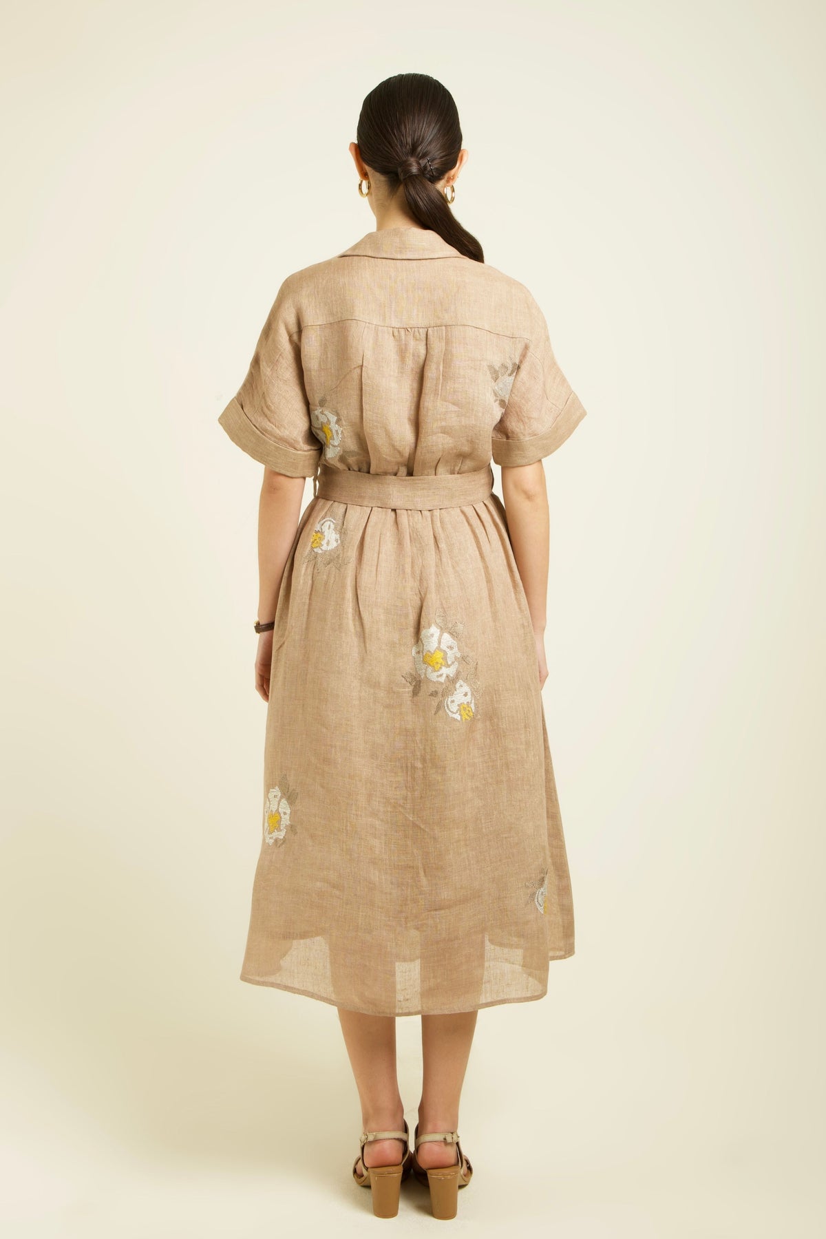 Beige Embroidered Dress