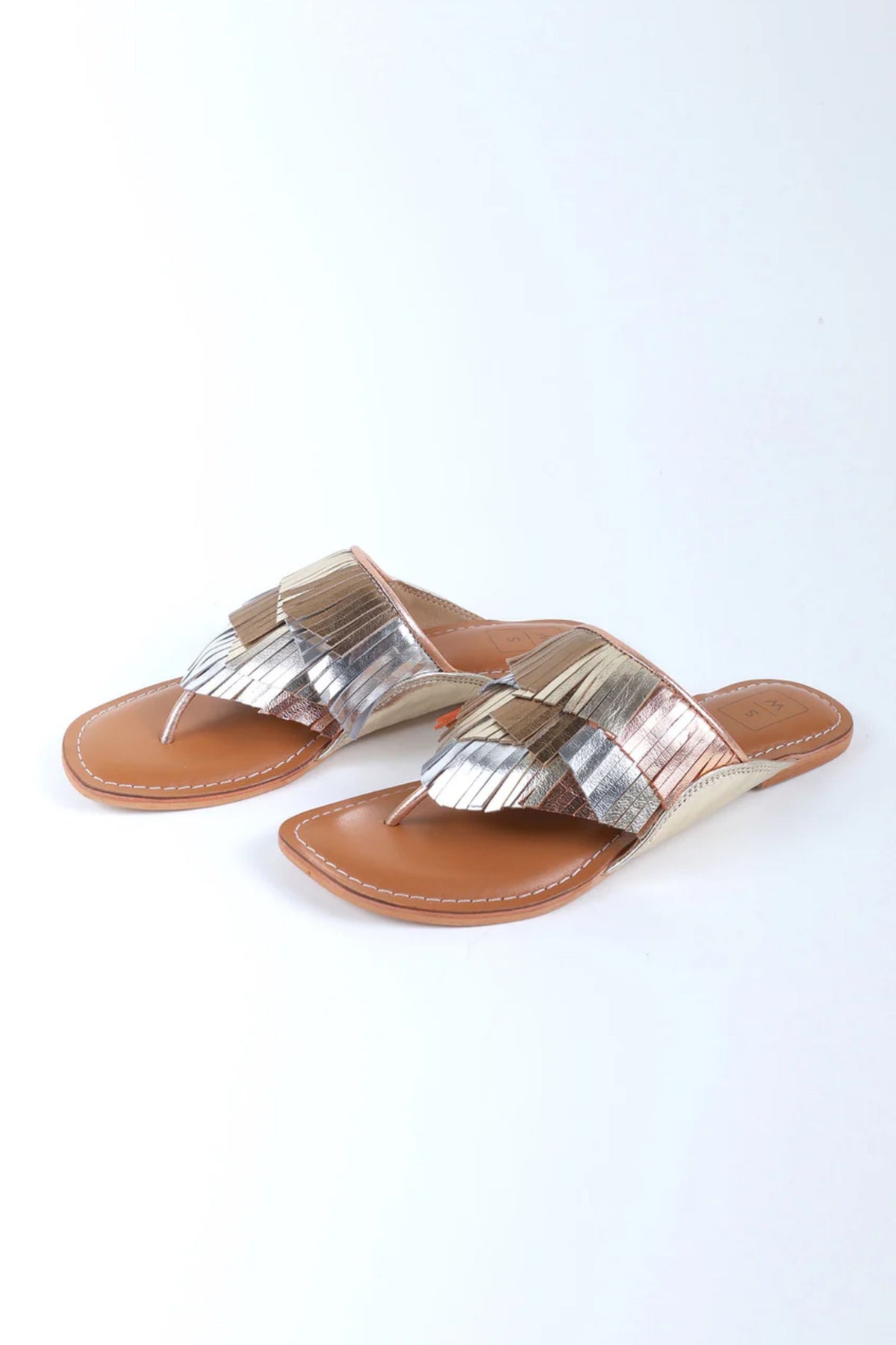 Ziva Metallic Fringed Sandals
