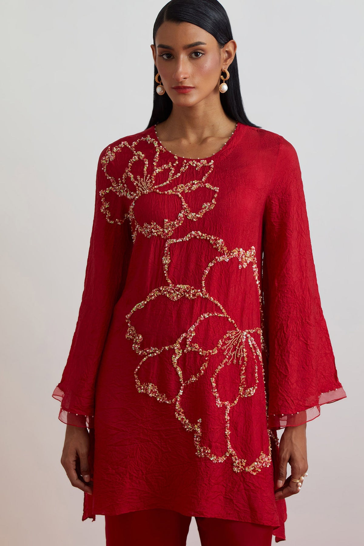 Ruby Crushed Tunic Set