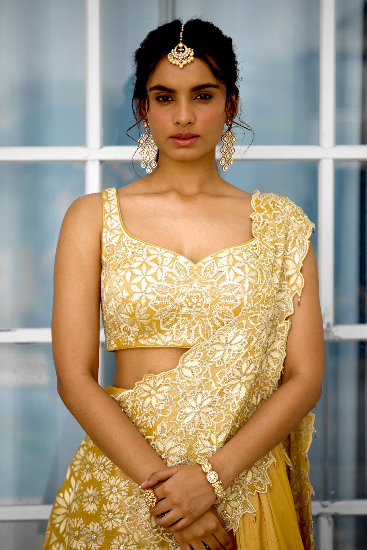 Marigold Muse Draped Lehenga Set