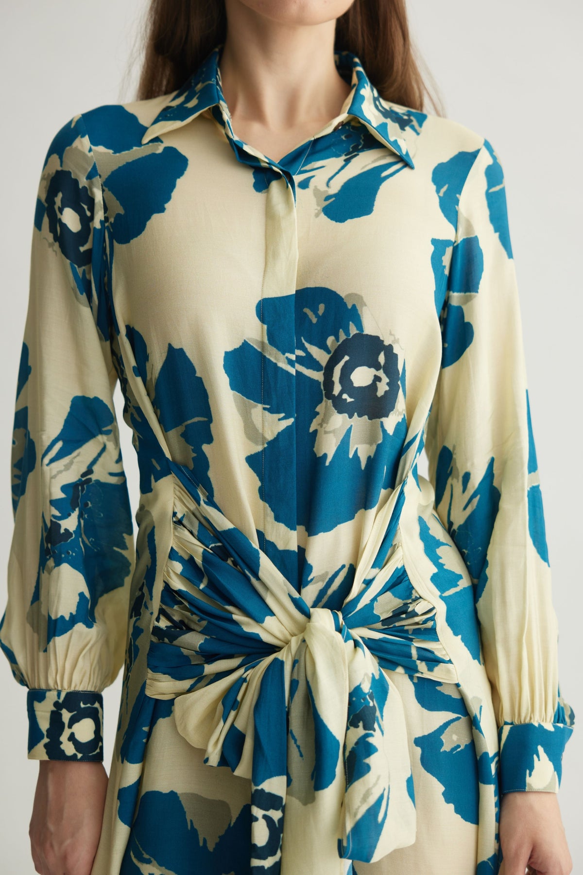 Blue Floral Shirt Dress
