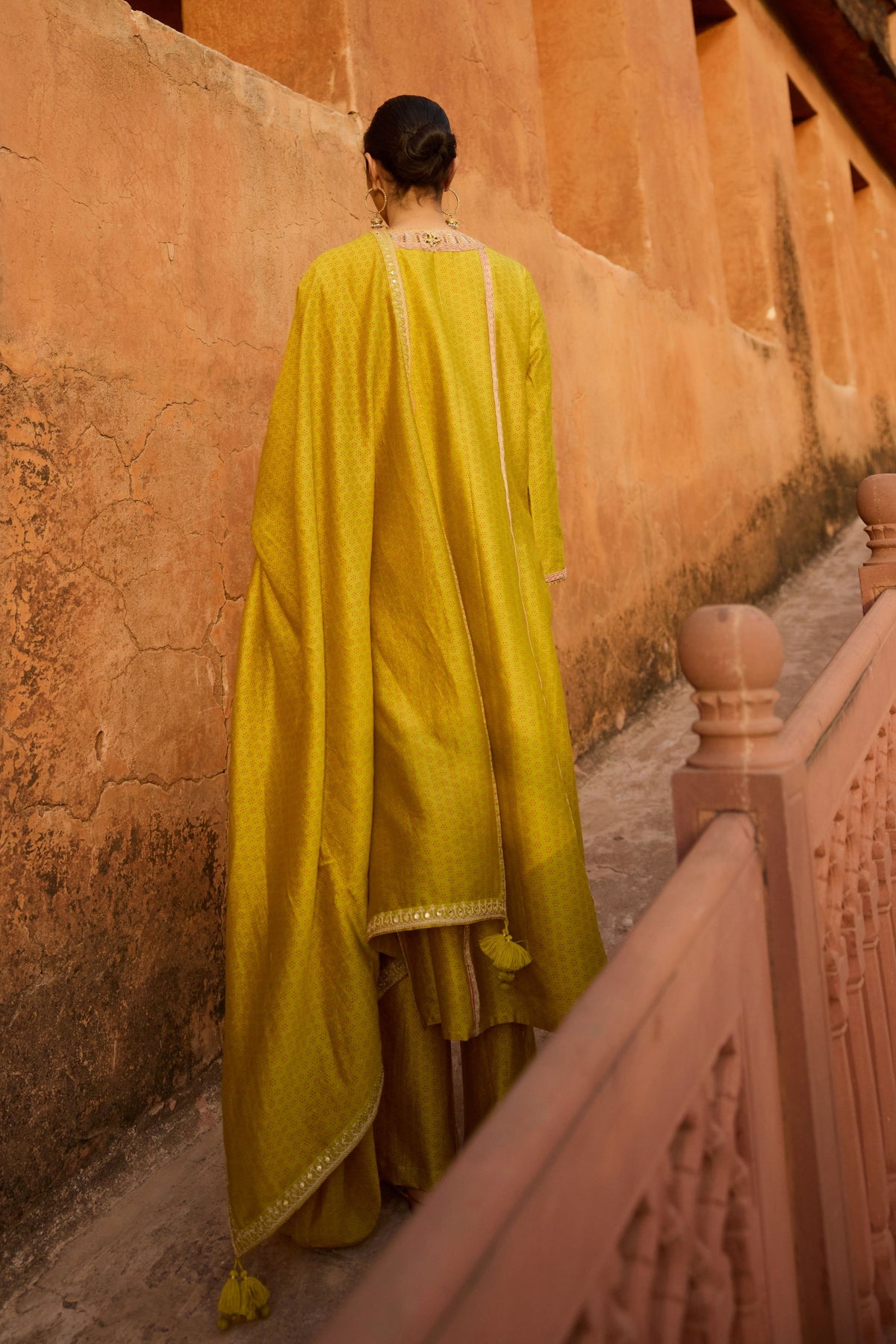 Yellow Boondi Yoke Kurta Set