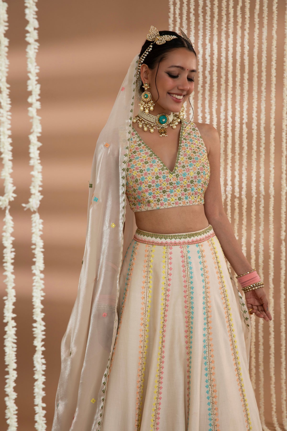 Ivory Embroidered Lehenga Set
