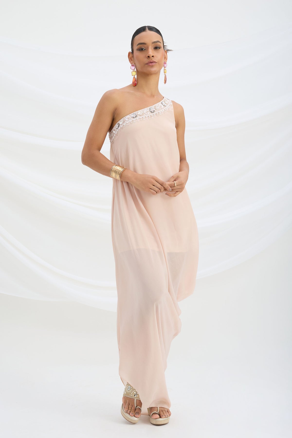 One Shoulder Drape Dress
