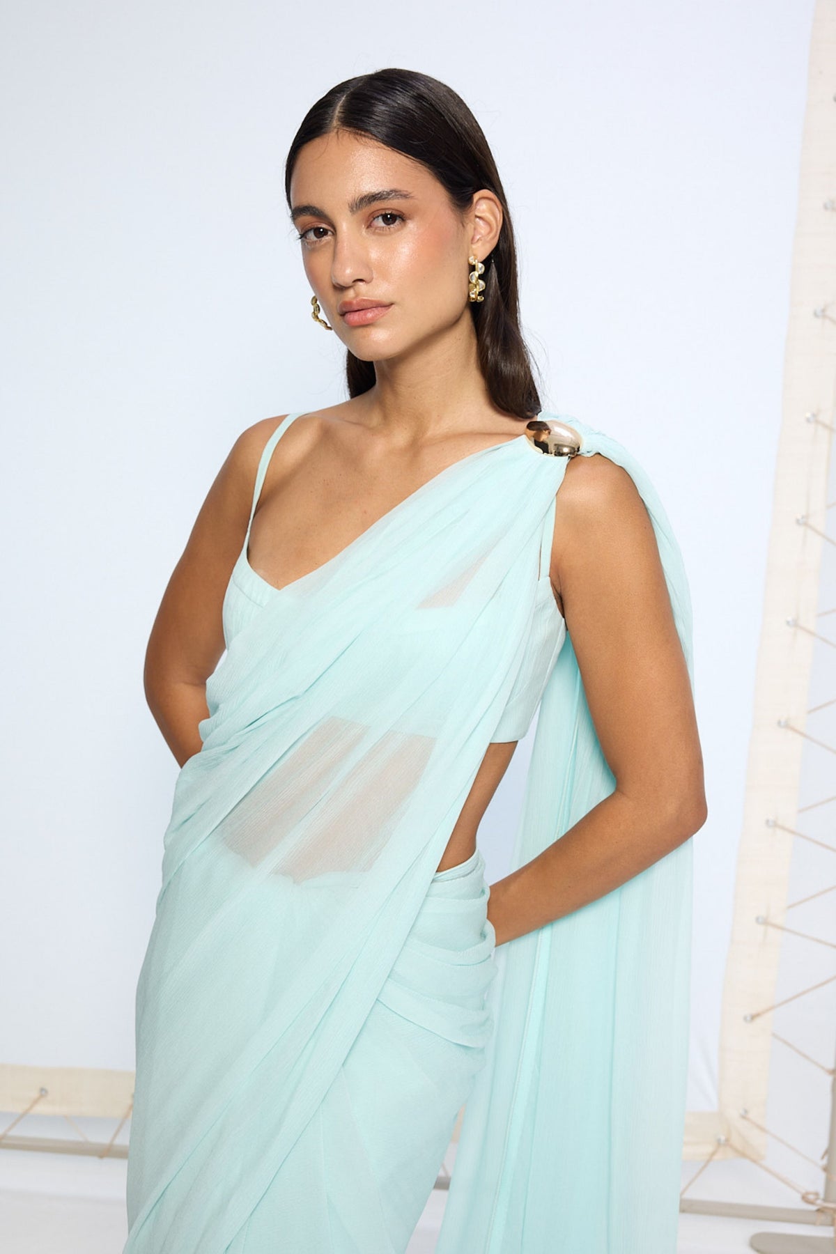 Ice Blue Movable Saree